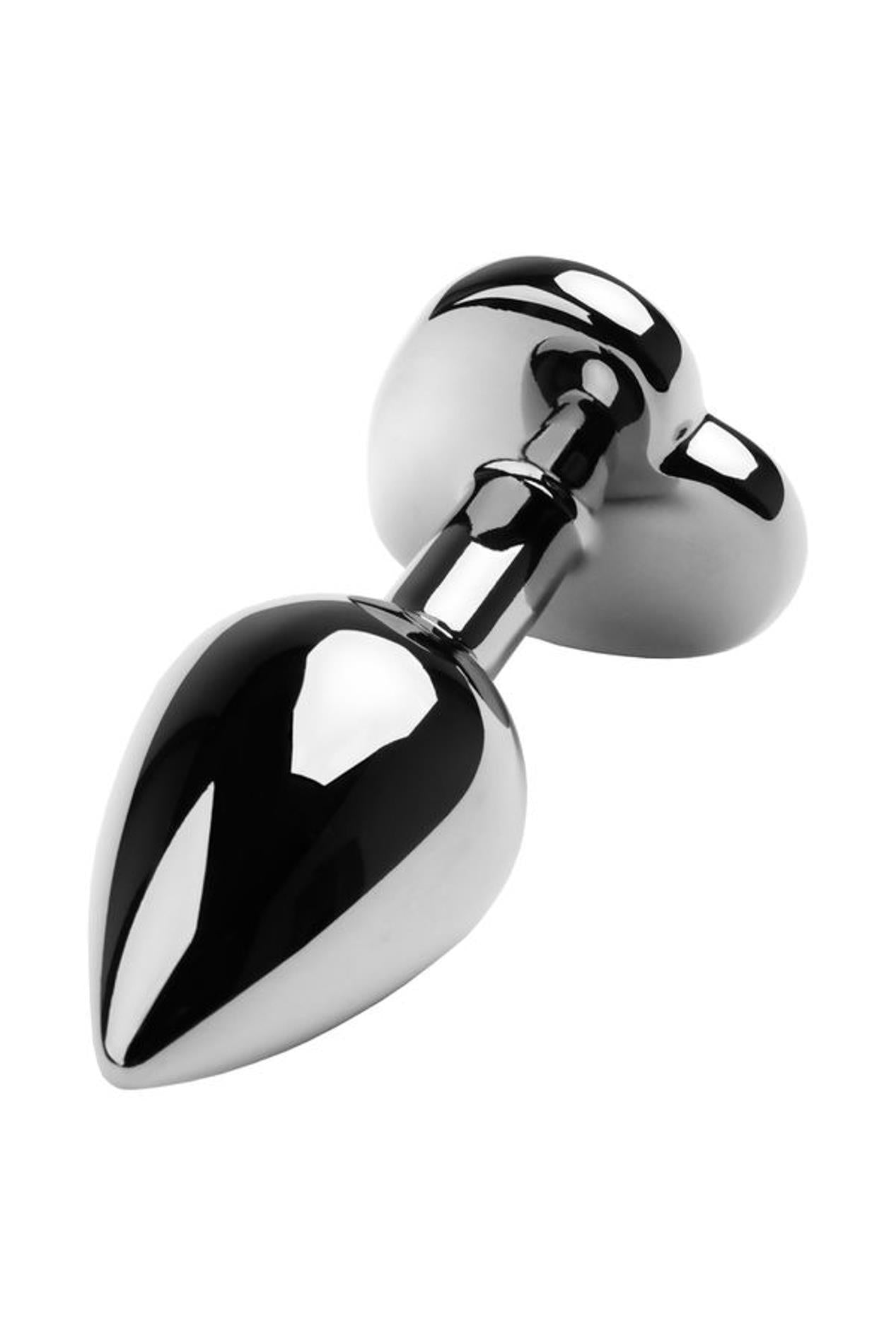 Plug anal en argent avec cœur rose en forme de gemme