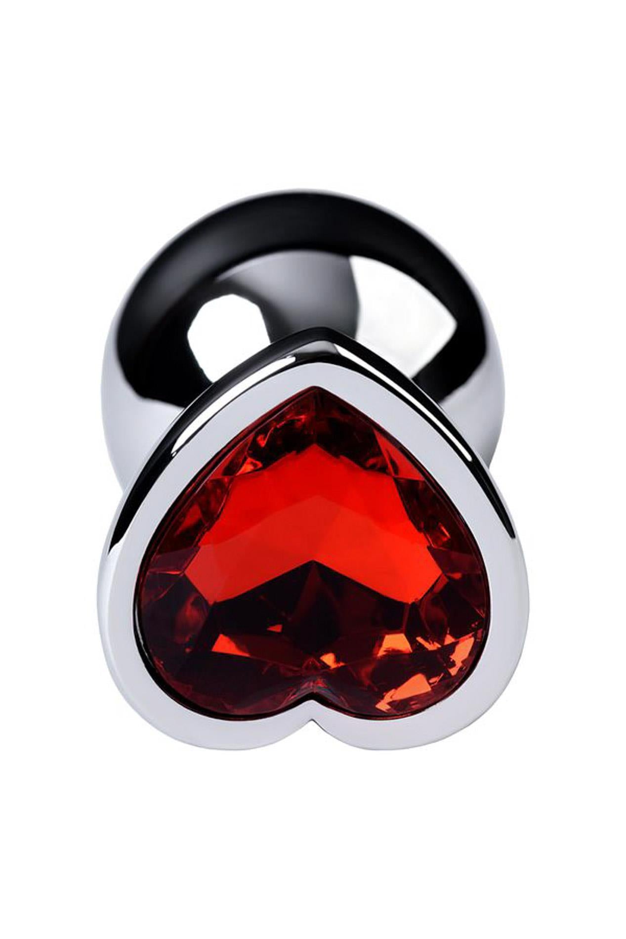 Plug anal en argent avec cœur rose en forme de gemme