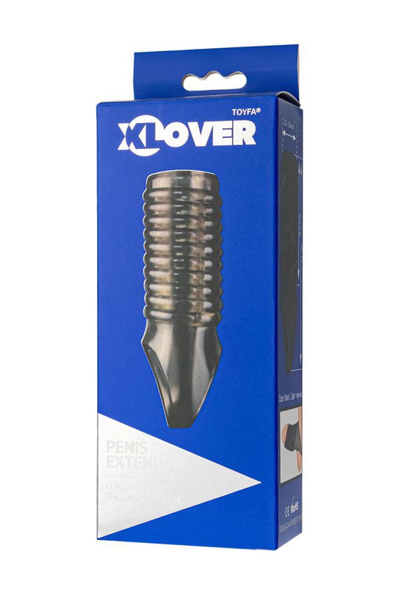 ToyFa XLover, manchon pour pénis, pour l'agrandissement, TPE, noir transparent, 11 cm