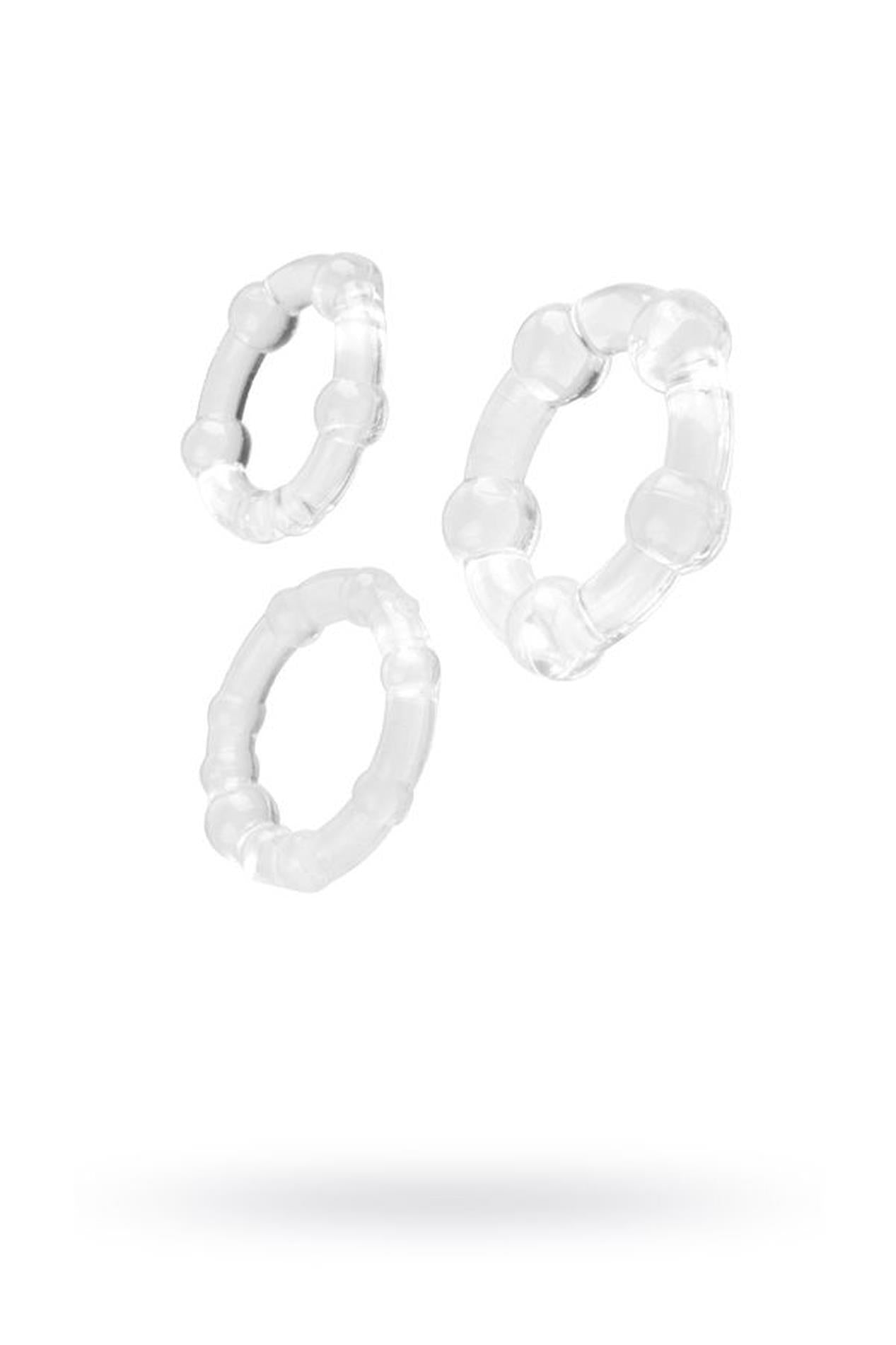 A-TOYS, Cockrings set, 3 pcs.TPE,Transparent, O 3.5 / 3/2 cm