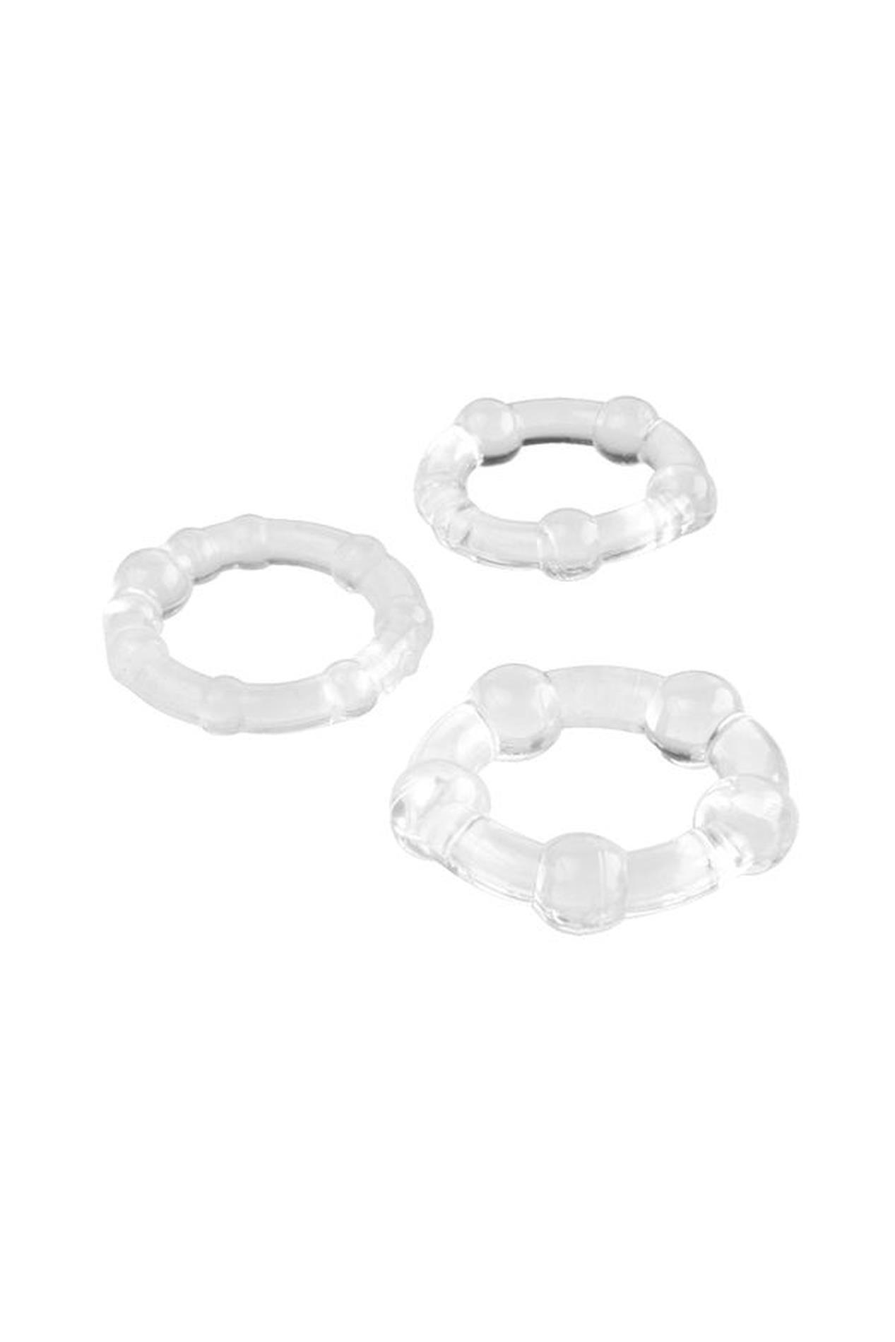 A-TOYS, Cockrings set, 3 pcs.TPE,Transparent, O 3.5 / 3/2 cm