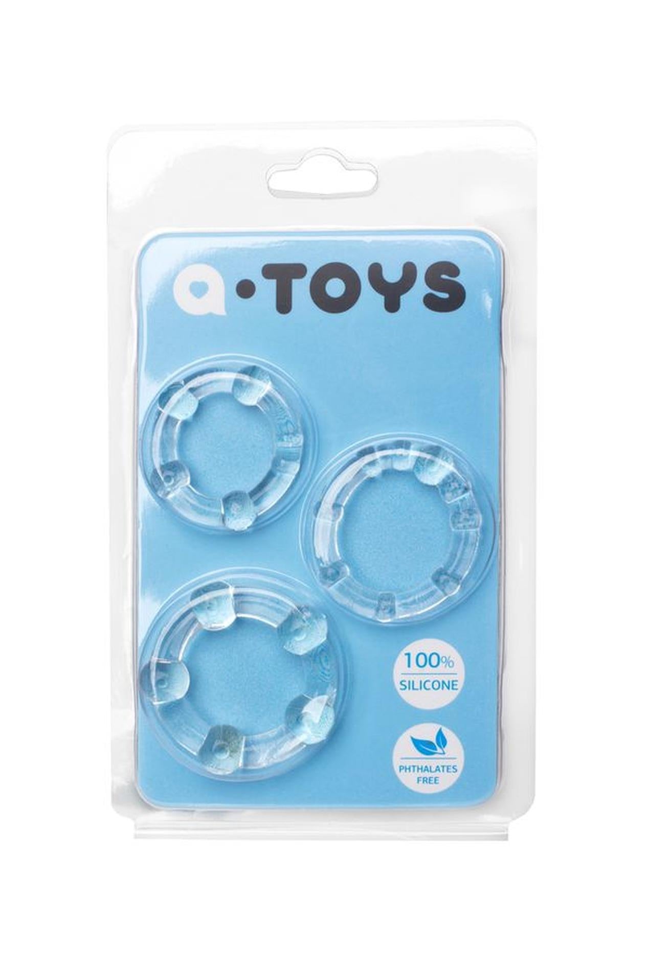 A-TOYS, Cockrings set, 3 pcs.TPE,Transparent, O 3.5 / 3/2 cm