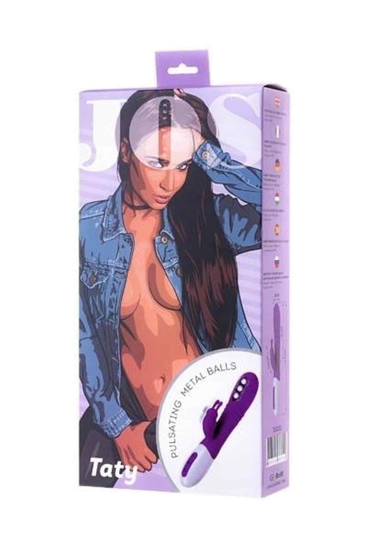 JOS TATY, Vibrator with clitoral stimulator with pulsating balls, purple, 21.5 cm