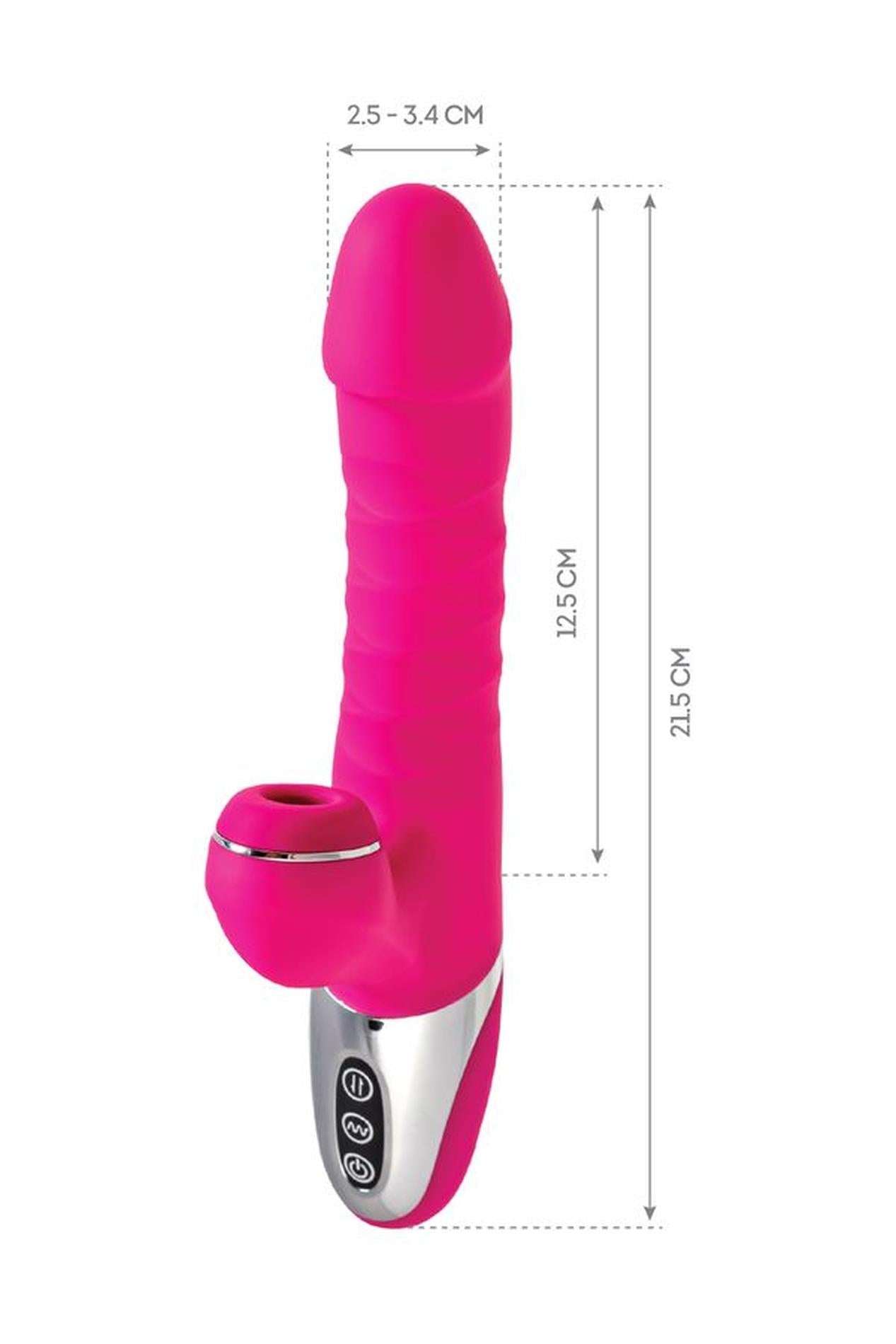 JOS Thrusting and sucking vibrator To-Frolly, silicone, pink, 21.5cm