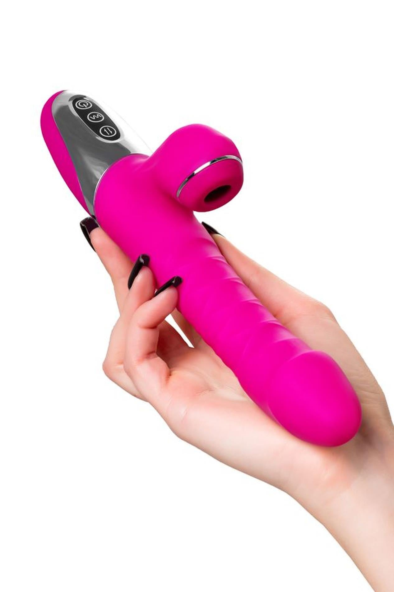 JOS Thrusting and sucking vibrator To-Frolly, silicone, pink, 21.5cm