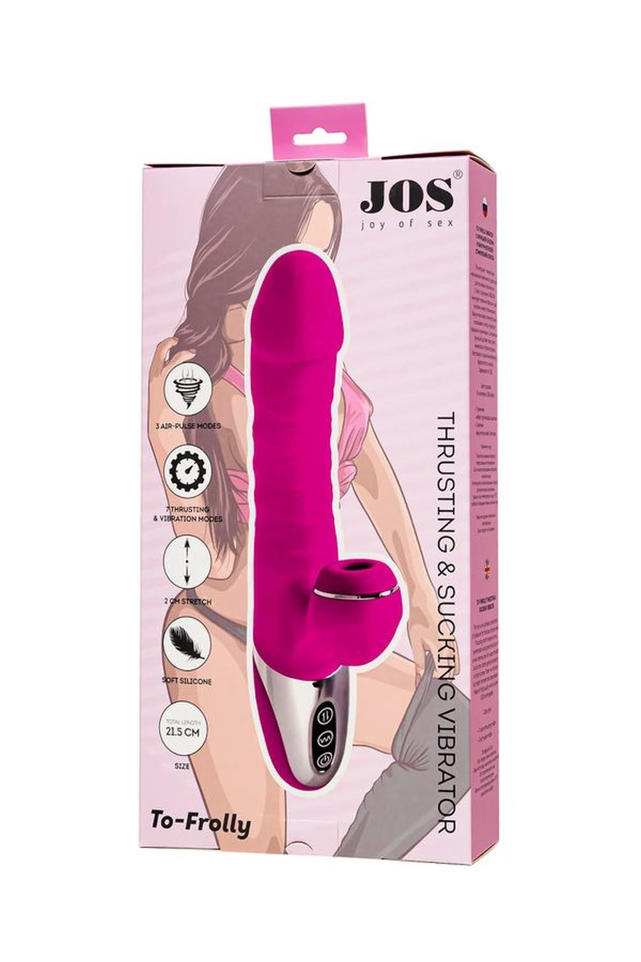 JOS Thrusting and sucking vibrator To-Frolly, silicone, pink, 21.5cm