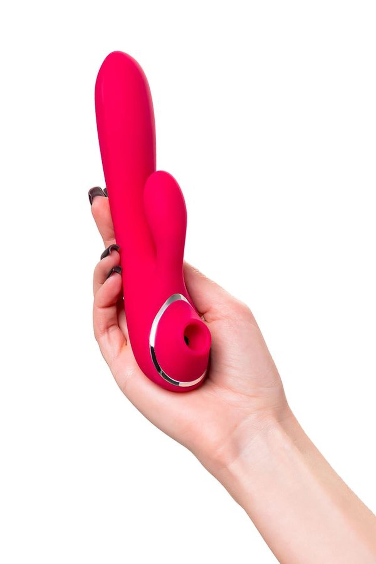 Vibromasseur JOS avec stimulateur clitoridien JOS Doobl, silicone, rose, 20 cm