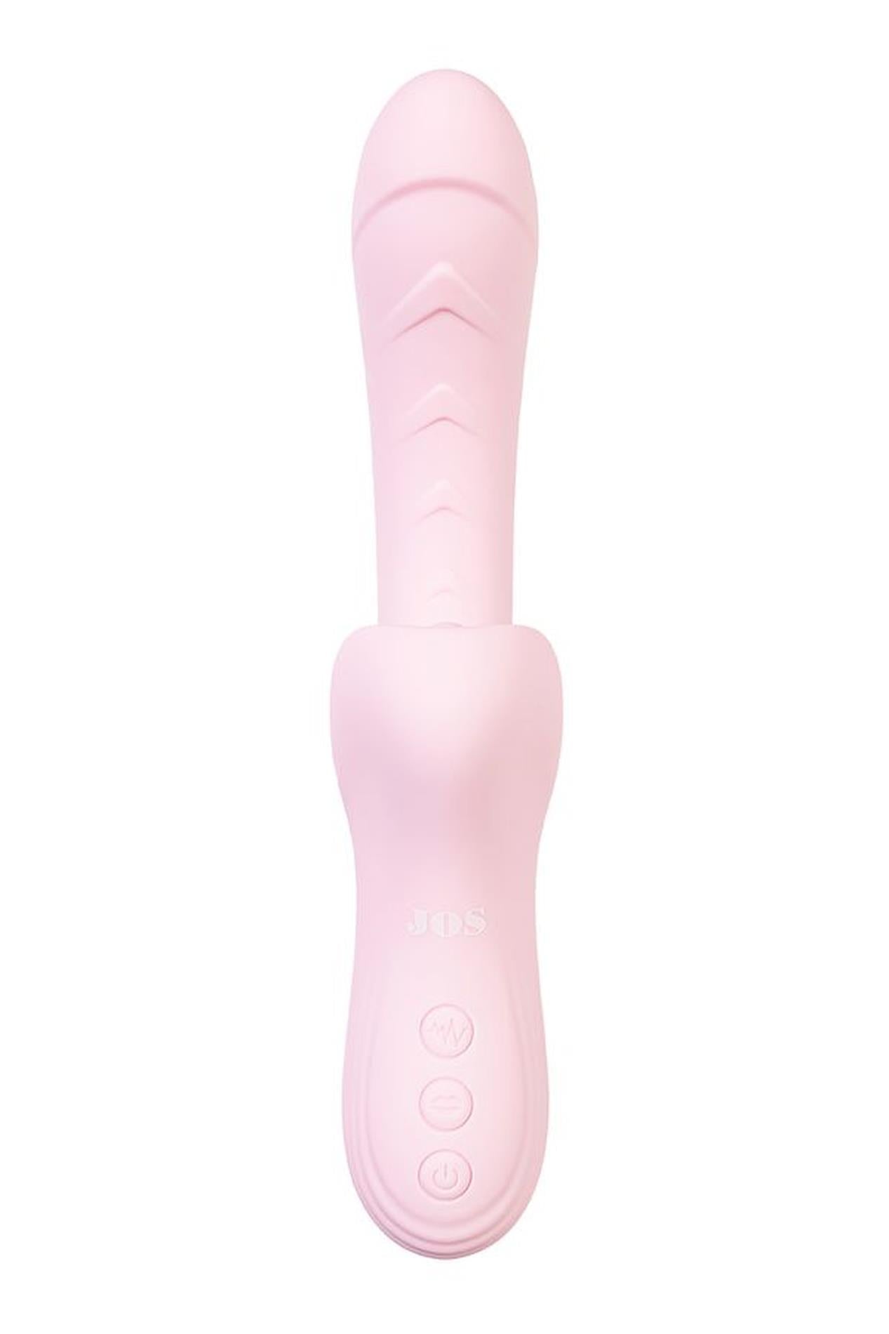 JOS Vibrator with clitoral stimulator Patti with moving tongue, silicone, red, 24 cm