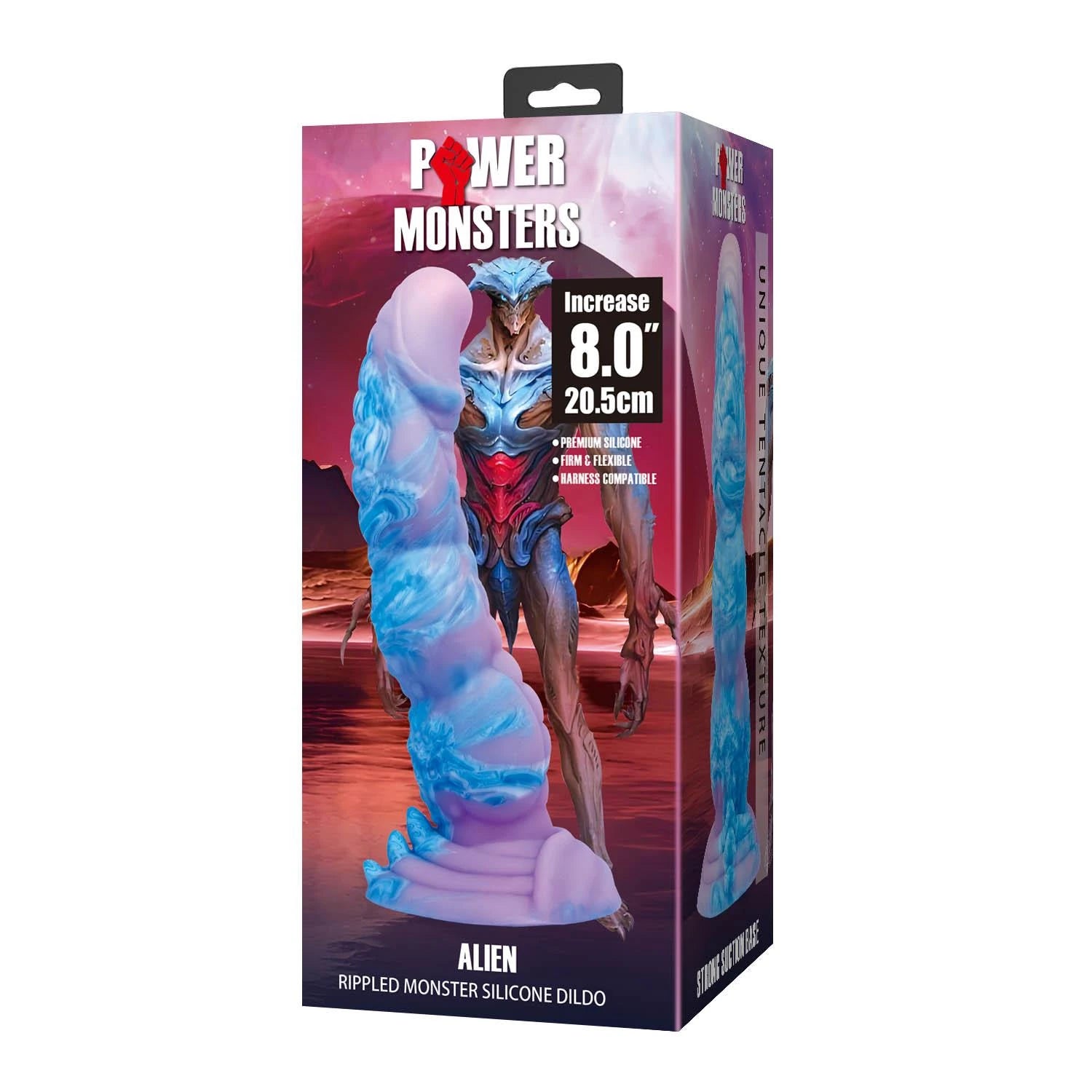 Power Monsters Alien – Gode de 20,5 cm en Silicone avec Monstre Ondulé