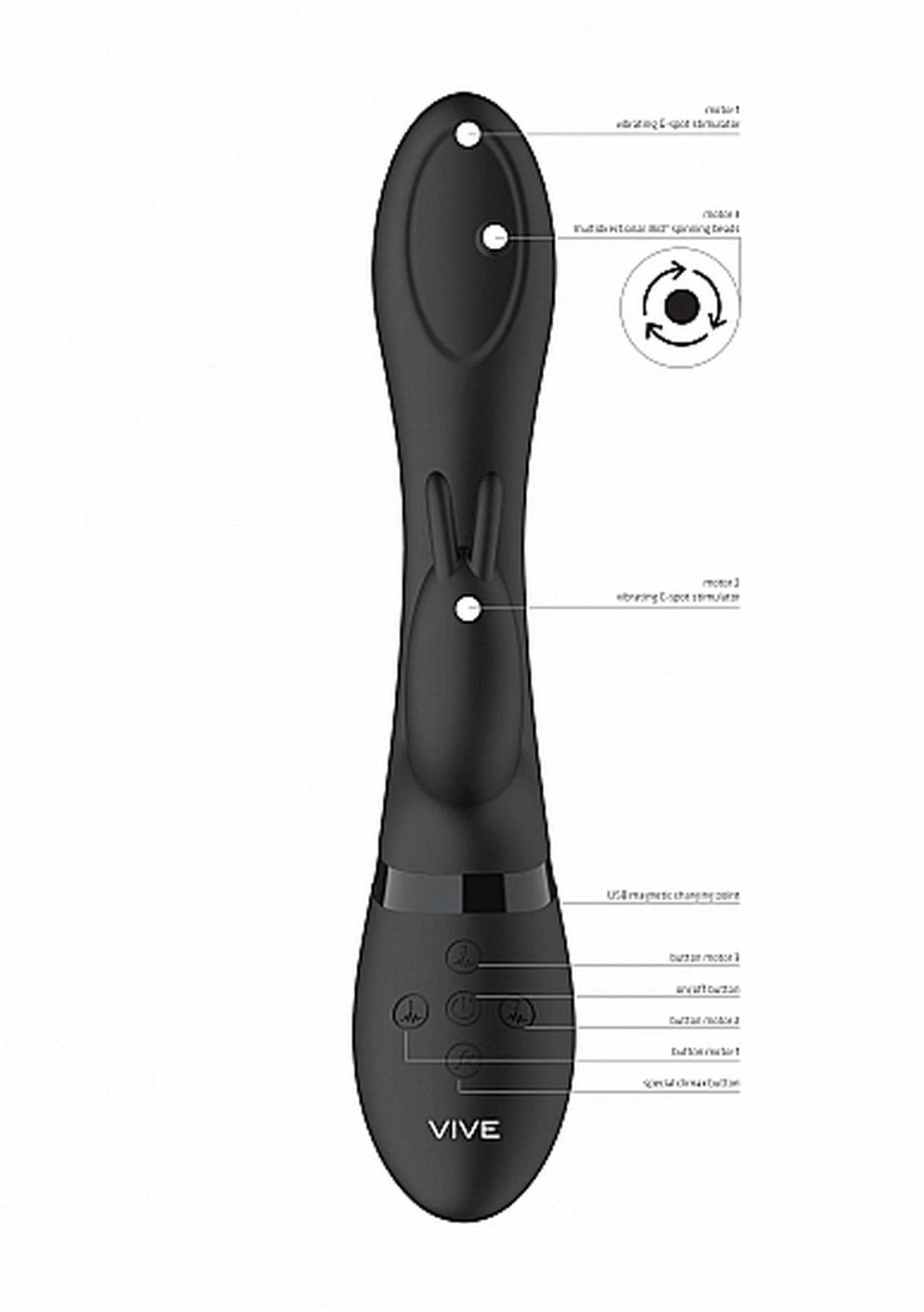 Mira - Spinning G-spot Rabbit - Black