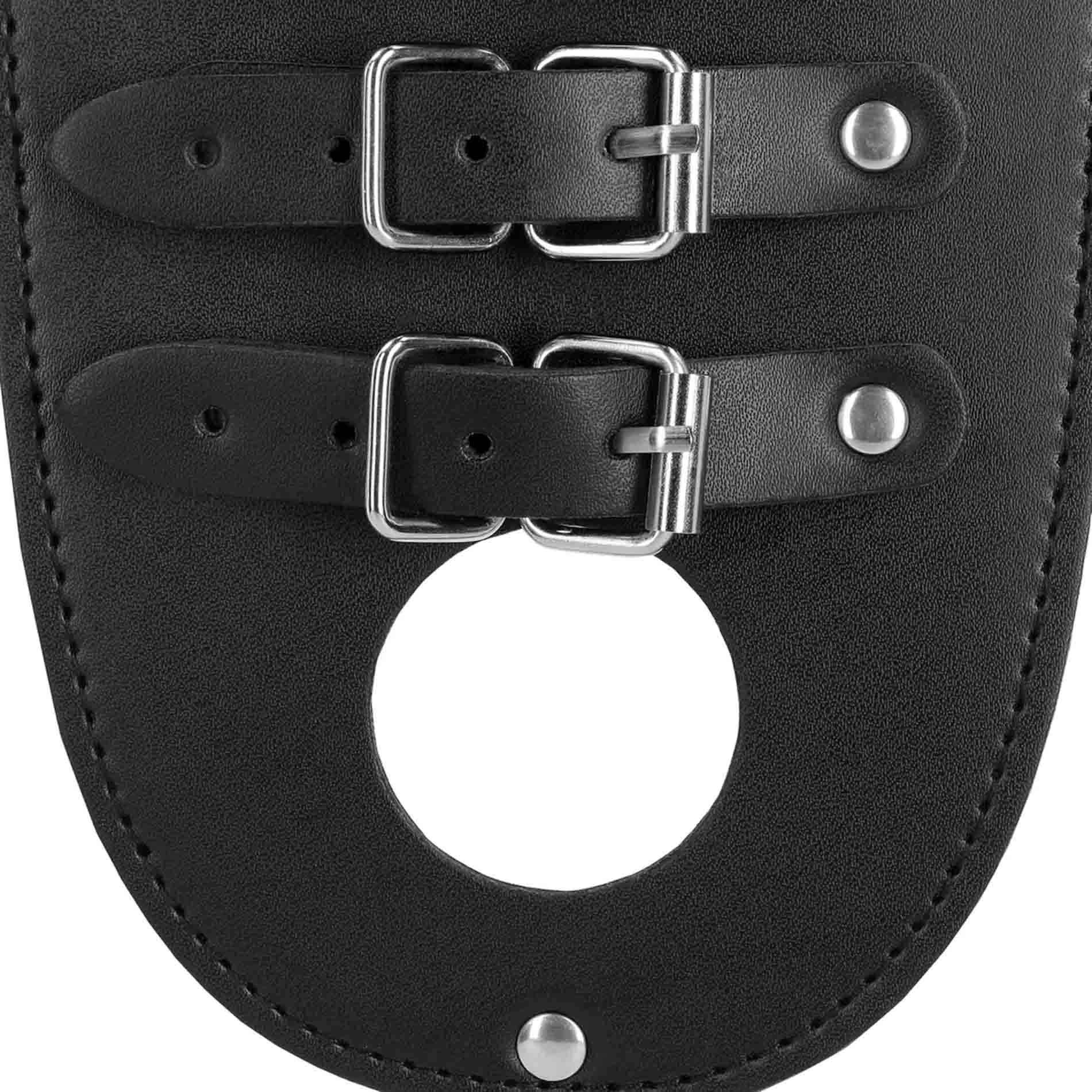 Ceinture de chasteté en cuir synthétique avec sangles - Noir