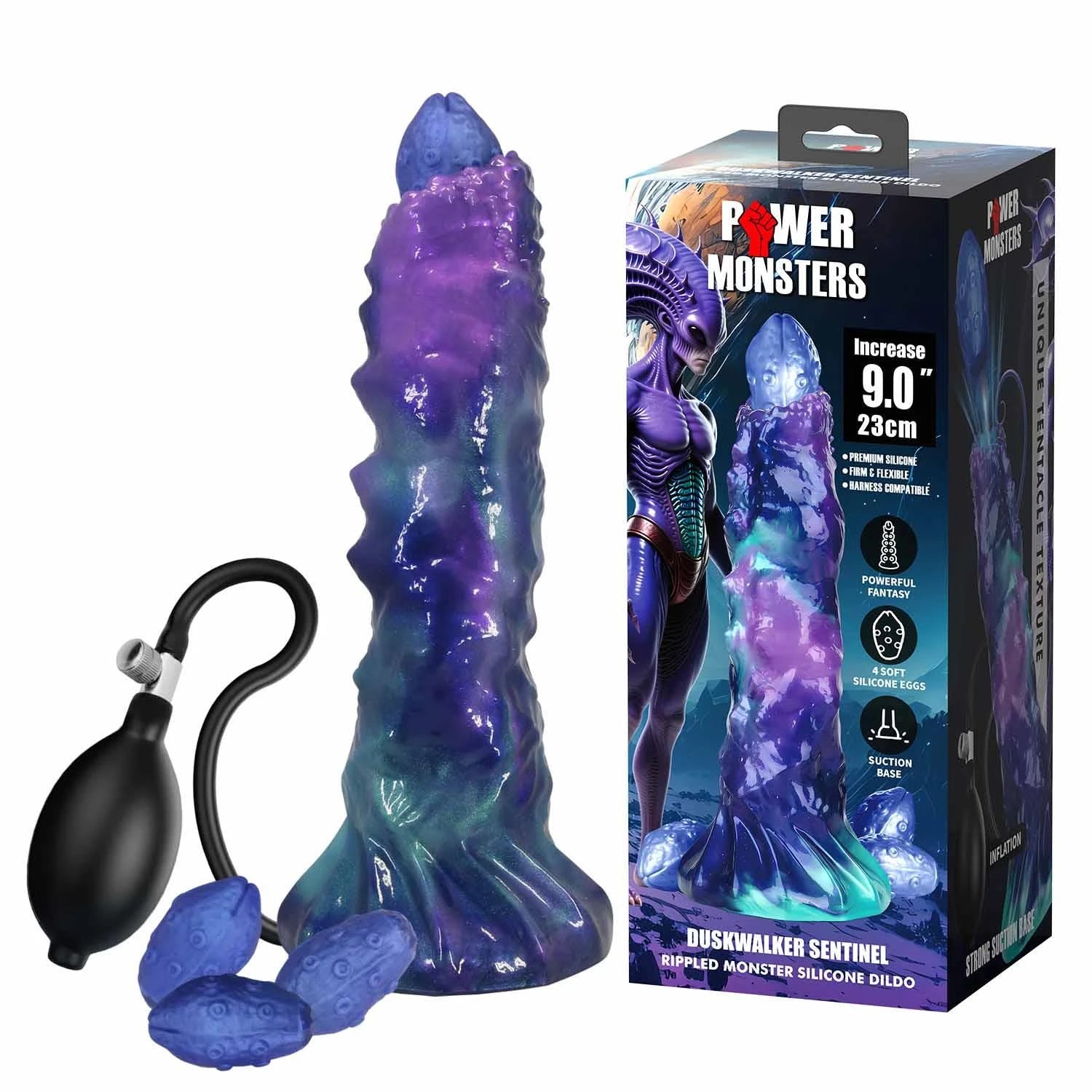 Power Monsters DuskWalker Sentinel – 23 cm de godemichet en silicone « monstre » ondulé