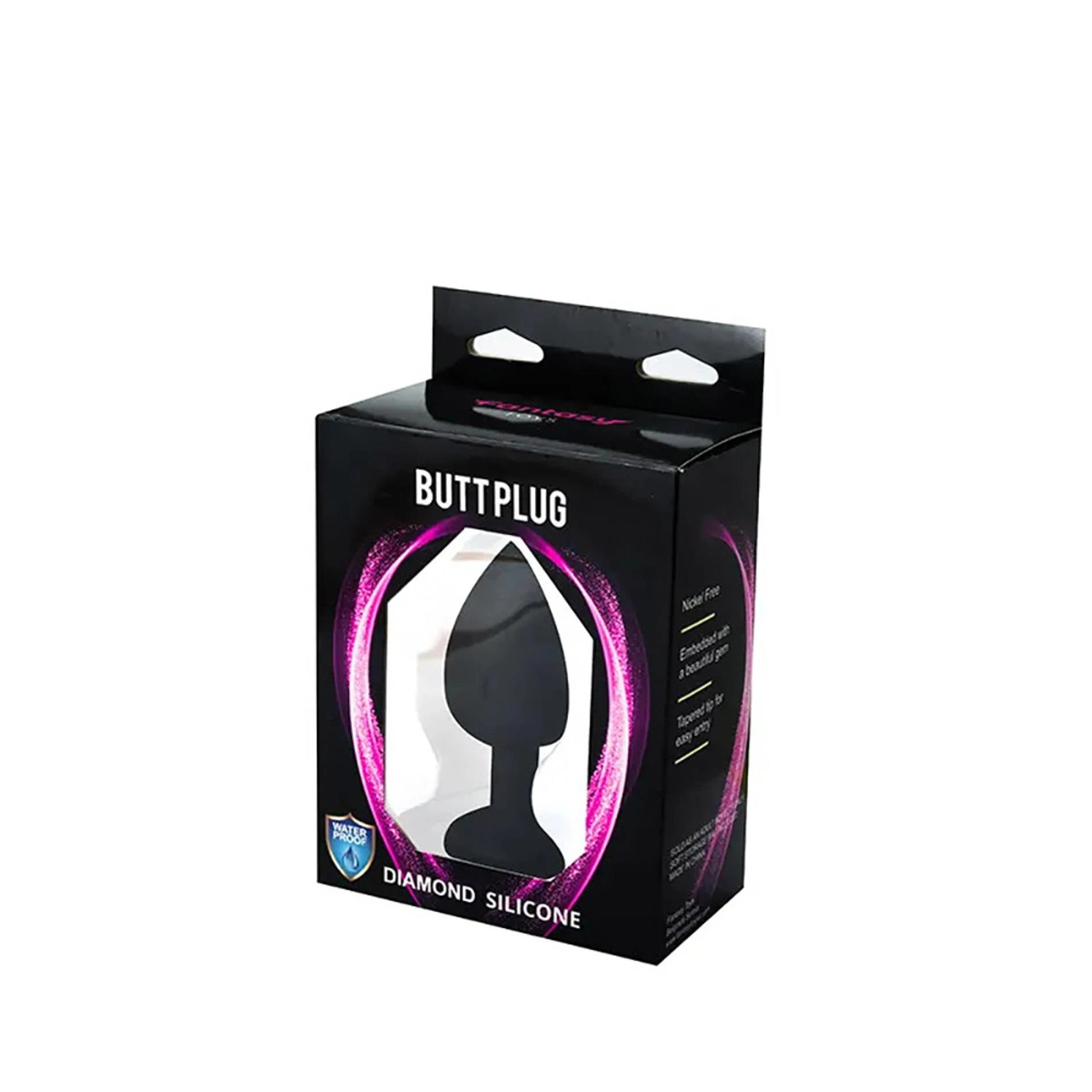 Plug anal noir en forme de cœur avec cristal blanc