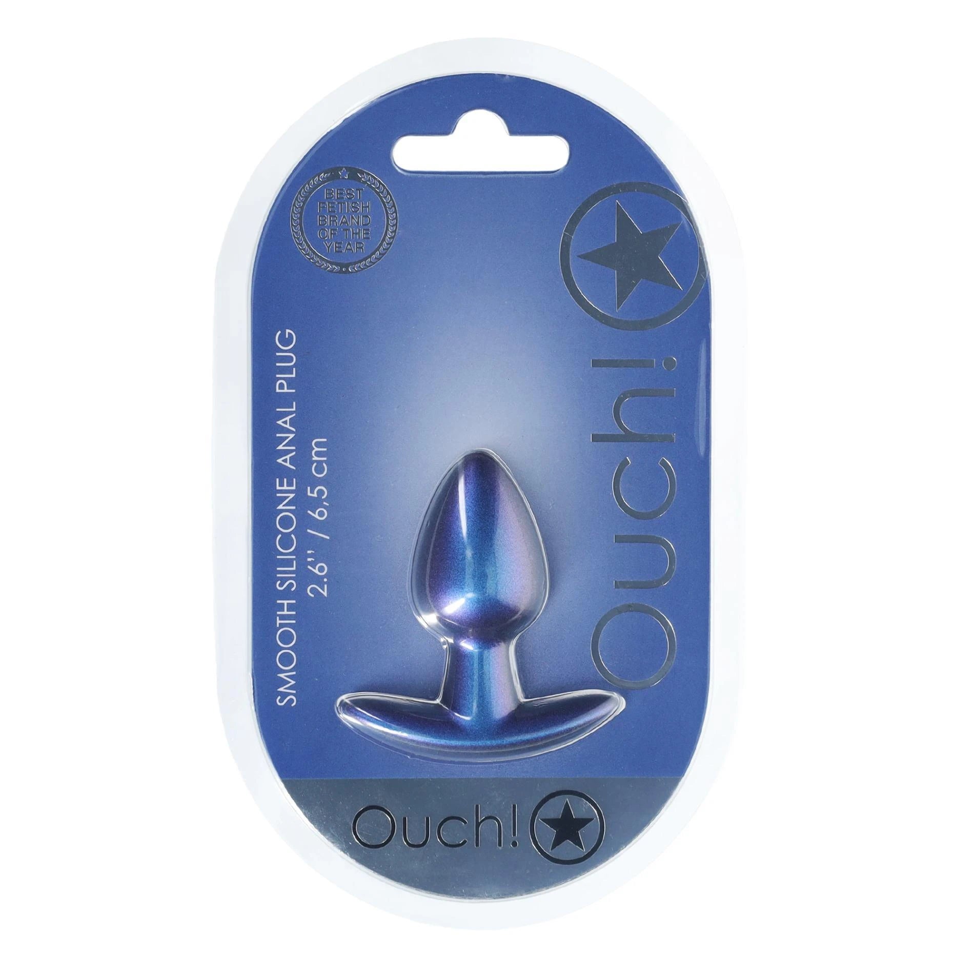Plug anal en silicone lisse - Petit - 2.6 / 6,5 cm - Bleu métallique