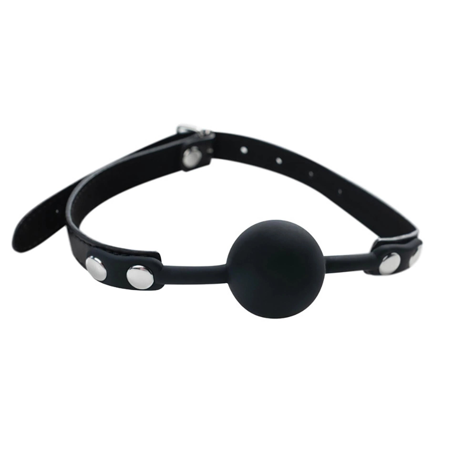 Bâillon-boule en silicone noir avec lanières réglables
