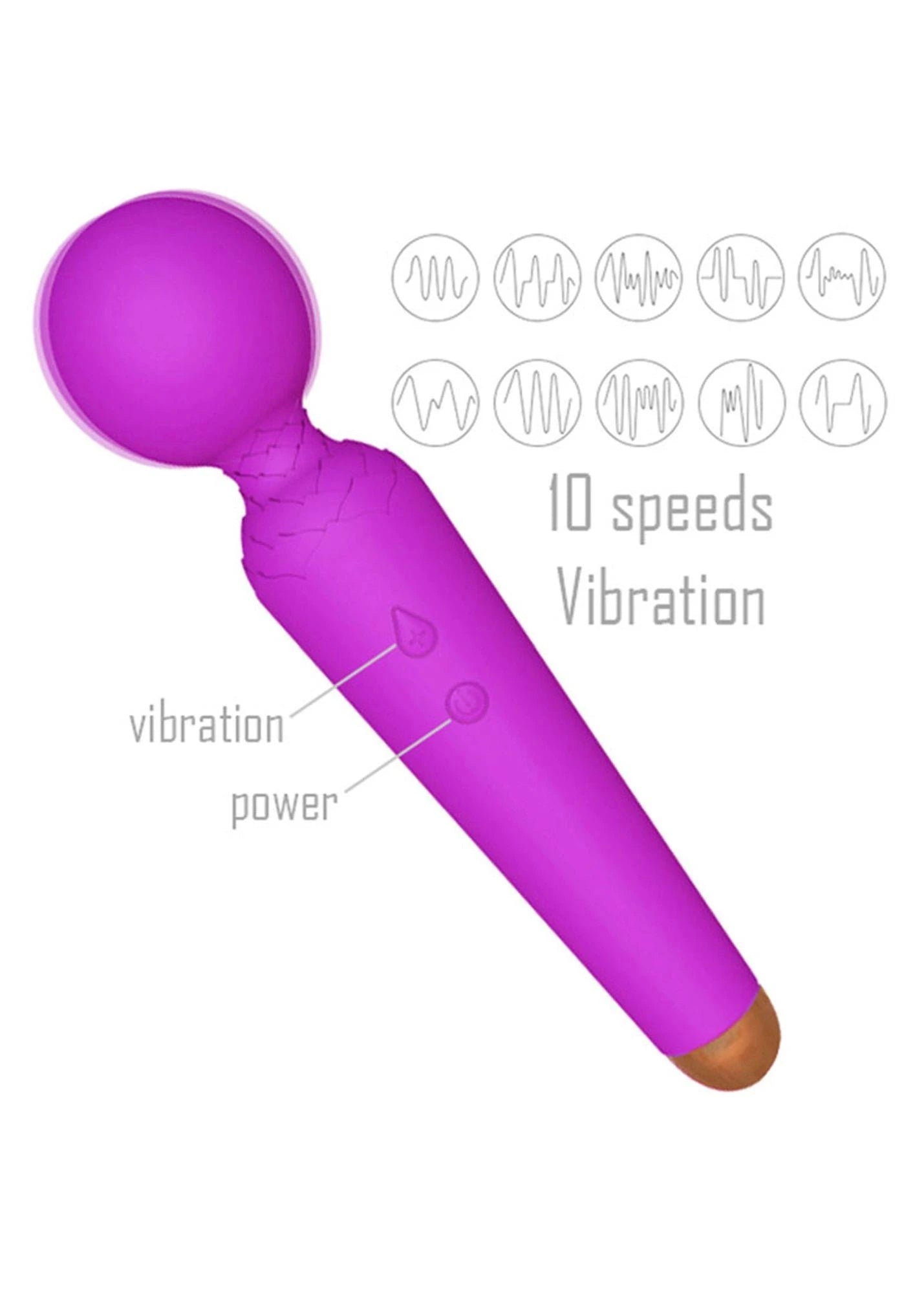 Stimulateur rechargeable Power Wand USB 10 fonctions - Bleu
