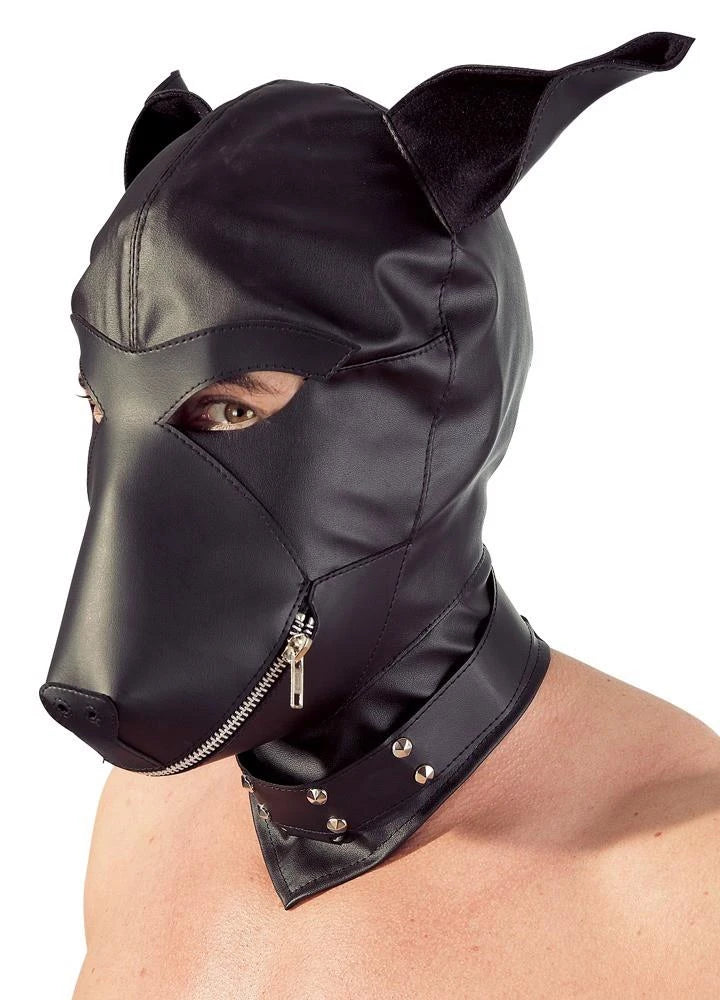 Faux leather dog mask