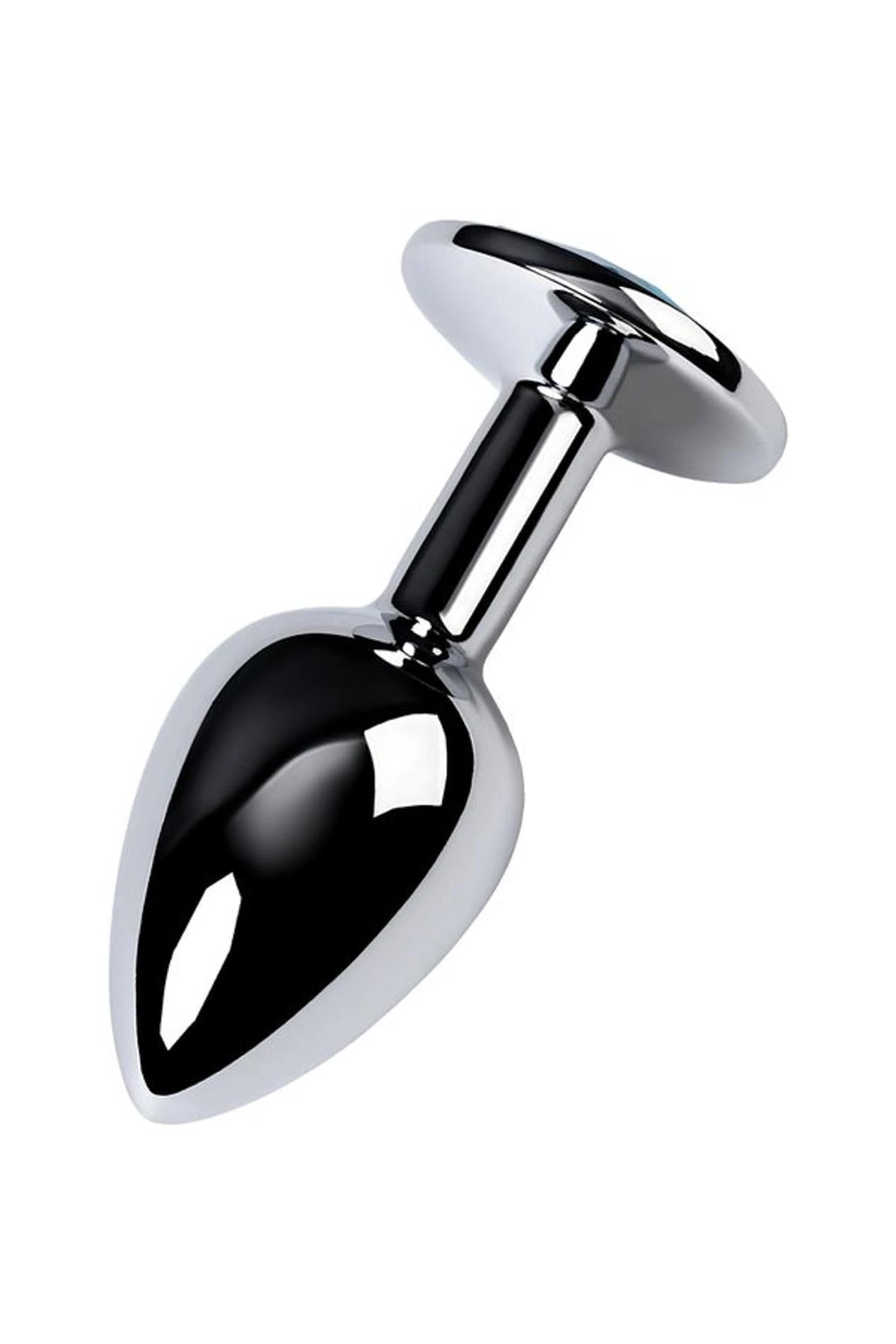 TOYFA Metal silver anal plug, with a Topaz colored gem