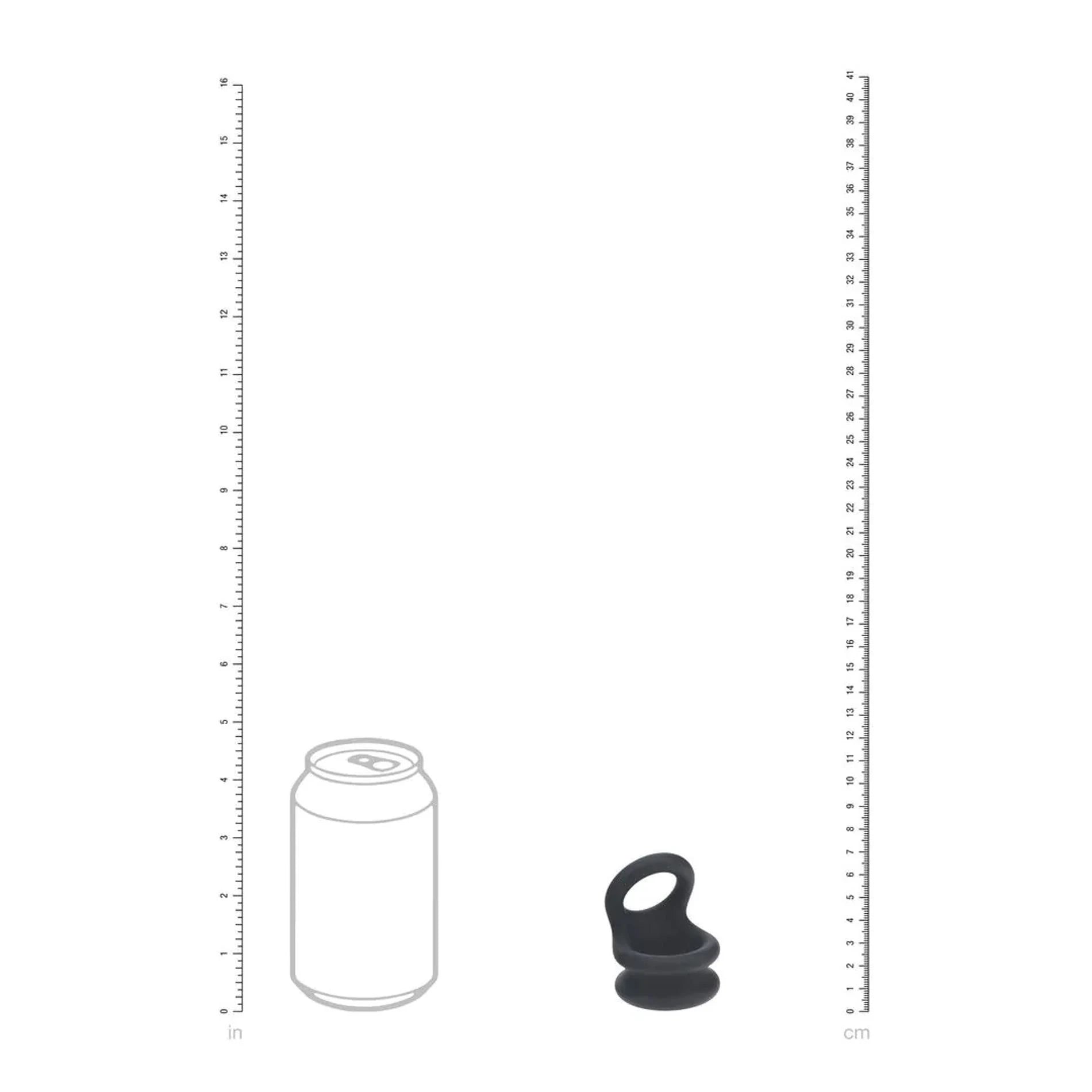 Anneau pénien double O large en silicone - S - Noir