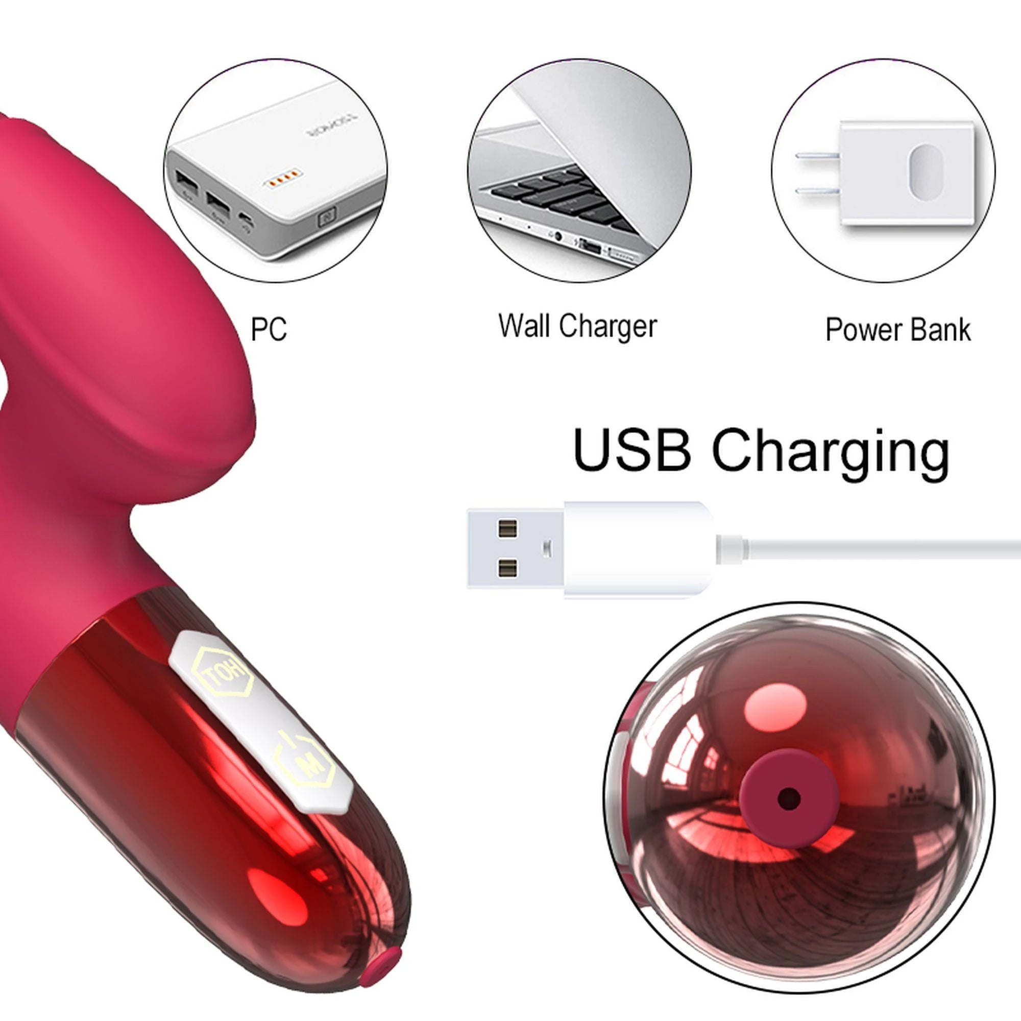 Vibromasseur - Vibromasseur en silicone USB, 10 modes de vibration, Chauffant