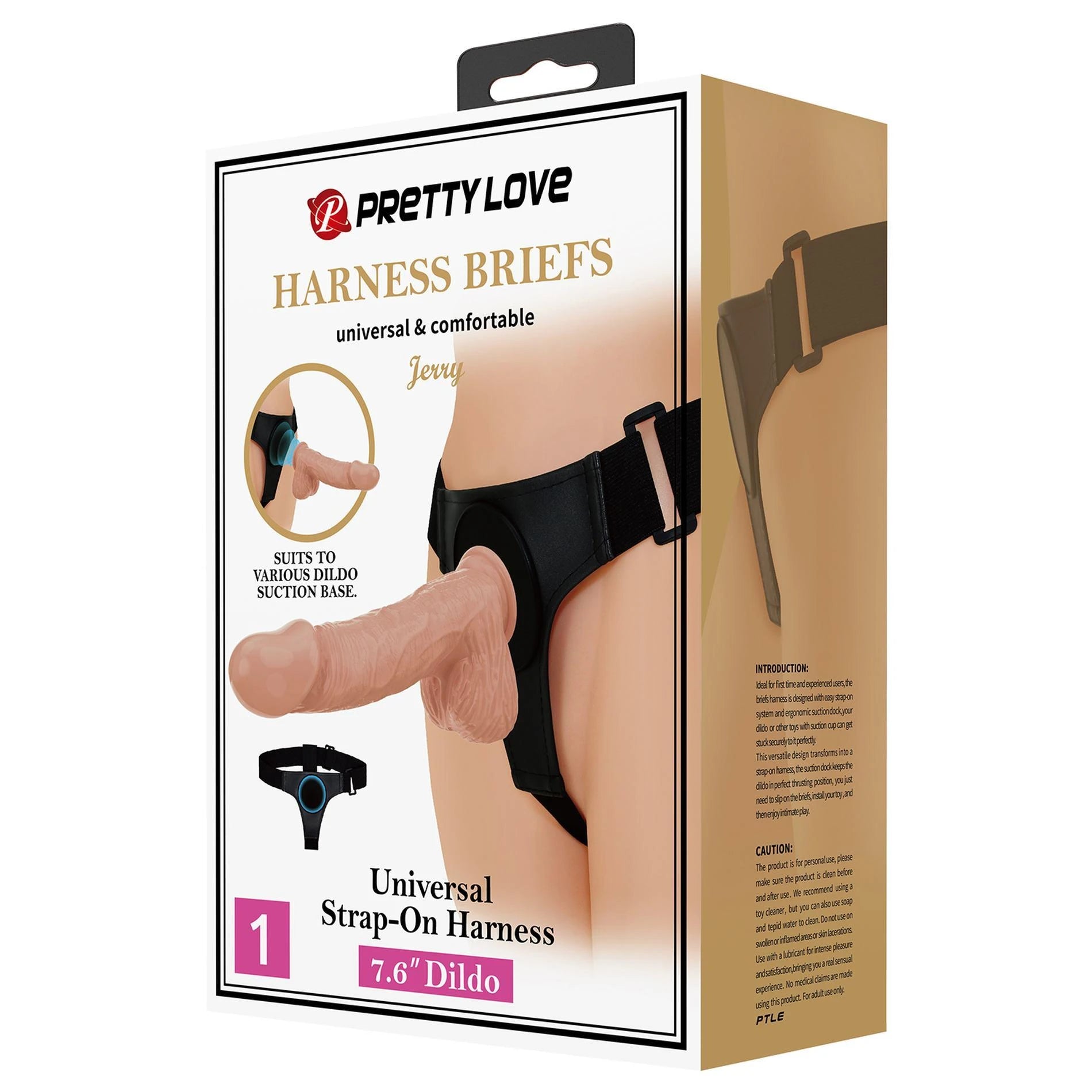 PRETTY LOVE - HARNESS BRIEFS Jerry Universal Strap-On Harness 7.6'' Dildo Flesh