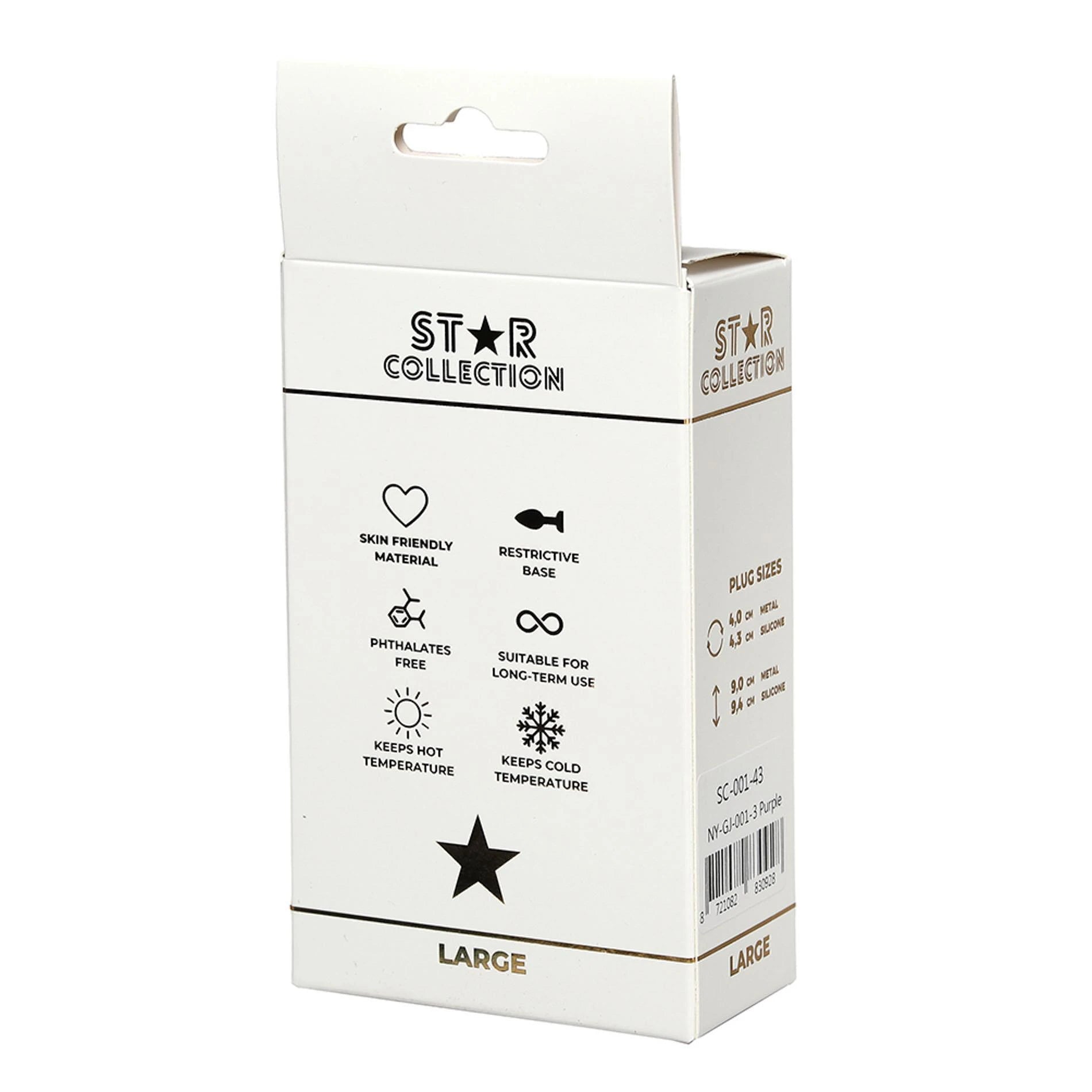 Star Collection - Plug anal en silicone violet L - Pierre bleue claire