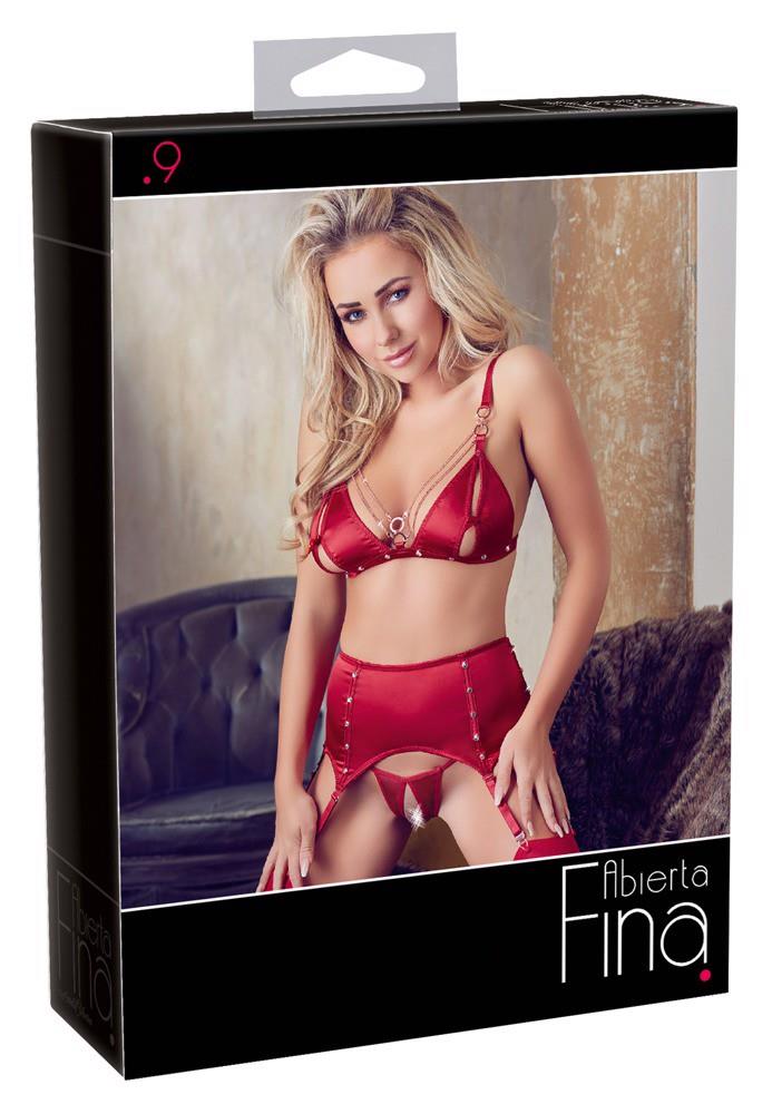 Ensemble soutien-gorge et porte-jarretelles Rouge L
