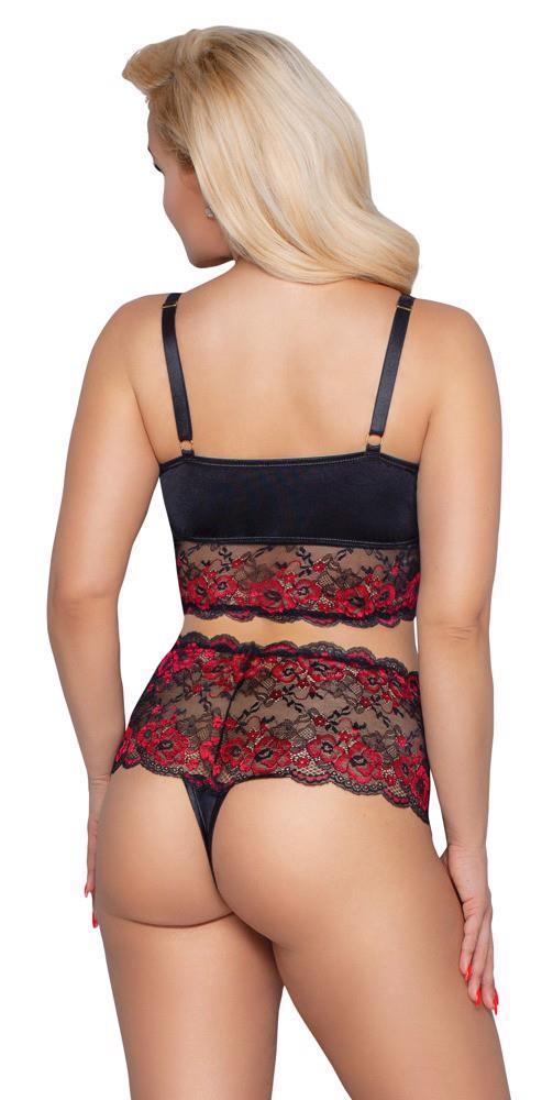 Soutien-gorge et culotte noir/rouge 3XL