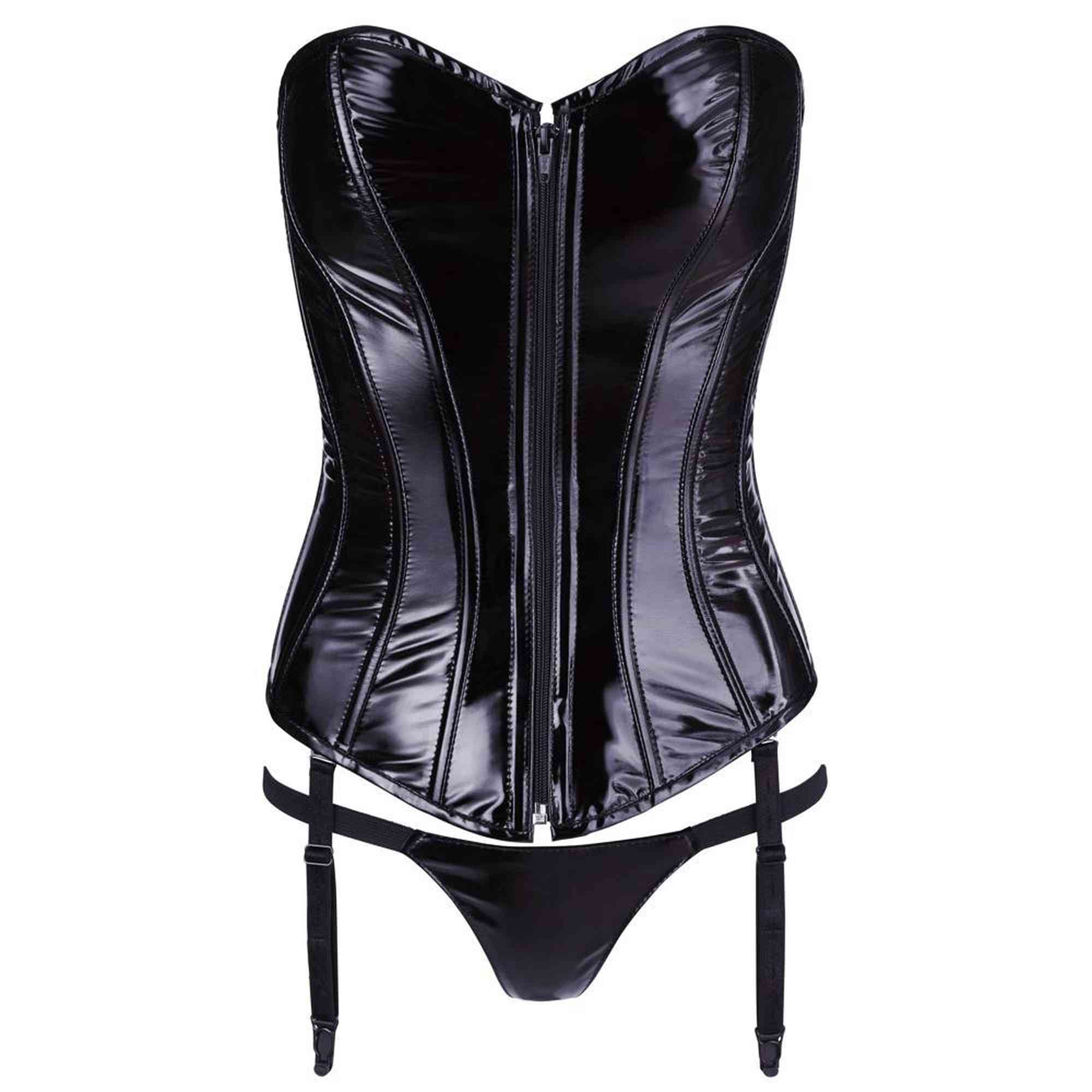 Corset vinyle noir XL