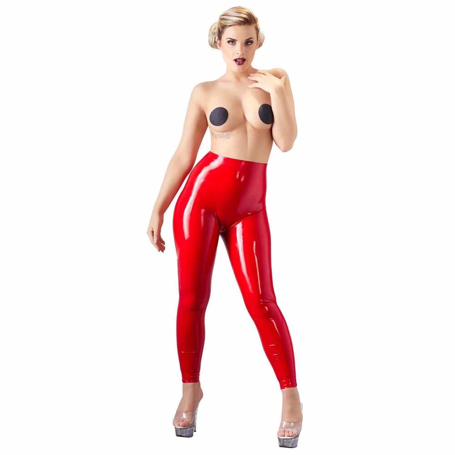 Legging en latex rouge M