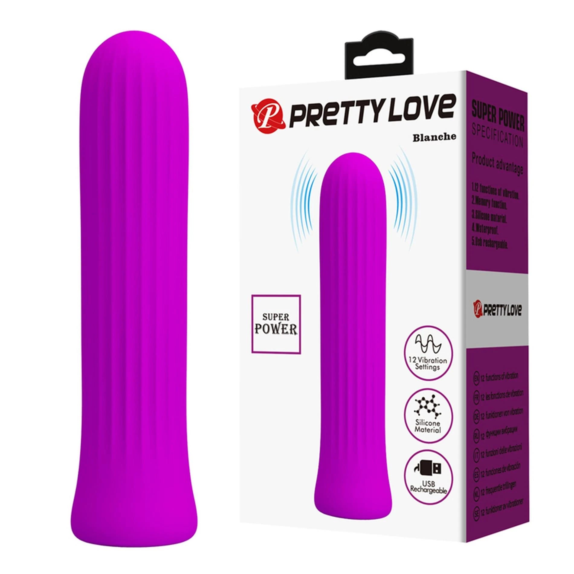 PRETTY LOVE - Blanche Purple, 12 vibrating functions Memory function