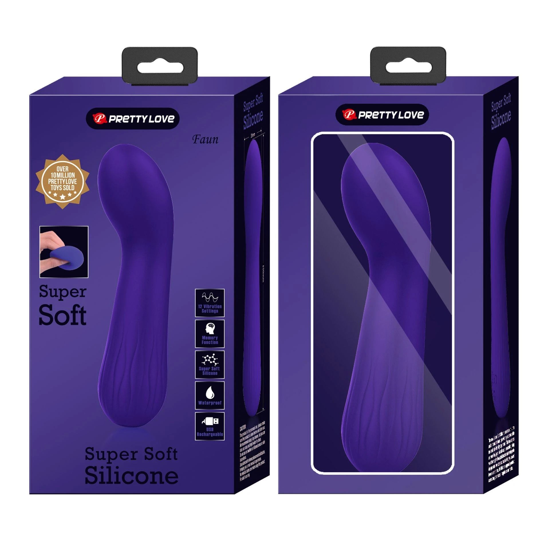 PRETTY LOVE - Faun Dark Purple, vibromasseur point G, 12 fonctions de vibration Fonction mémoire
