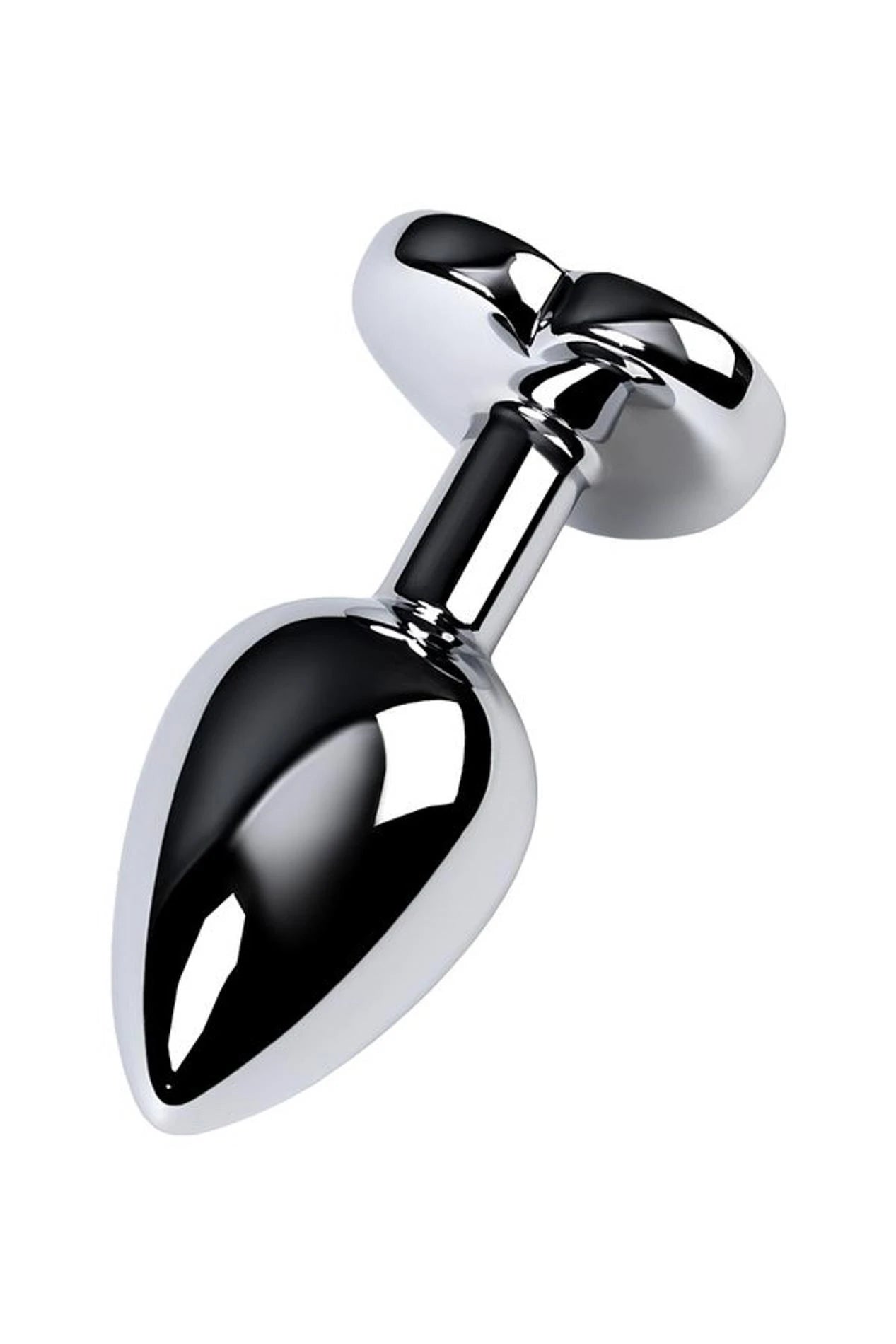 Silver anal plug with purple heart-shaped gem