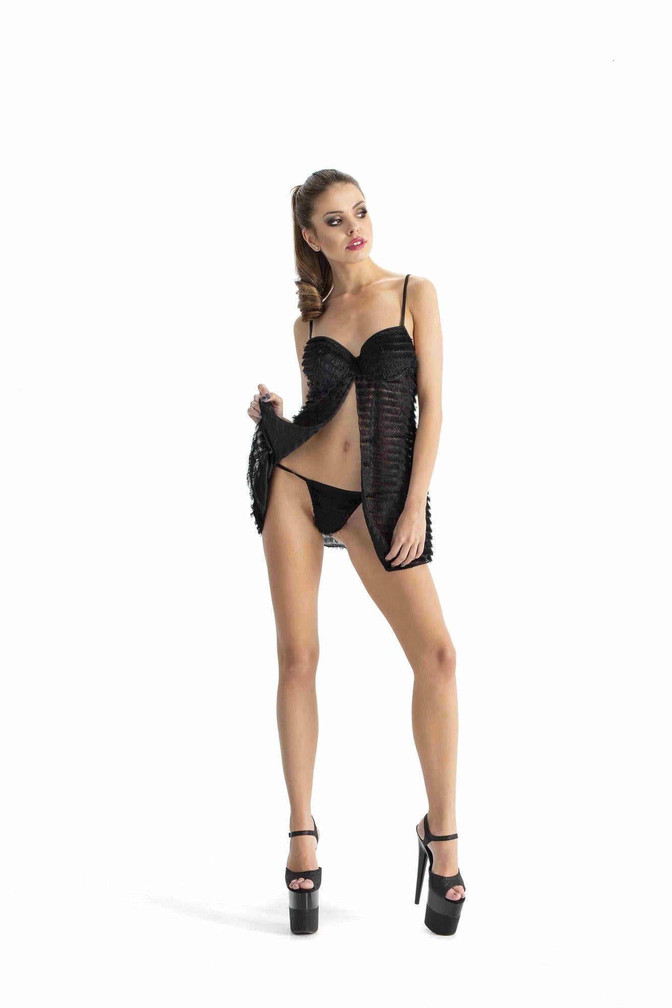 Lingerie-T-shirt+string S/M-push up