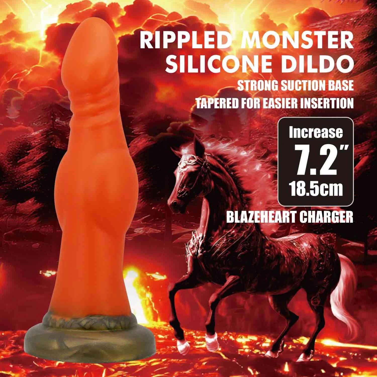 Power Monsters Blazeheart Charger – 18.5 cm Rippled Monster Silicone Dildo