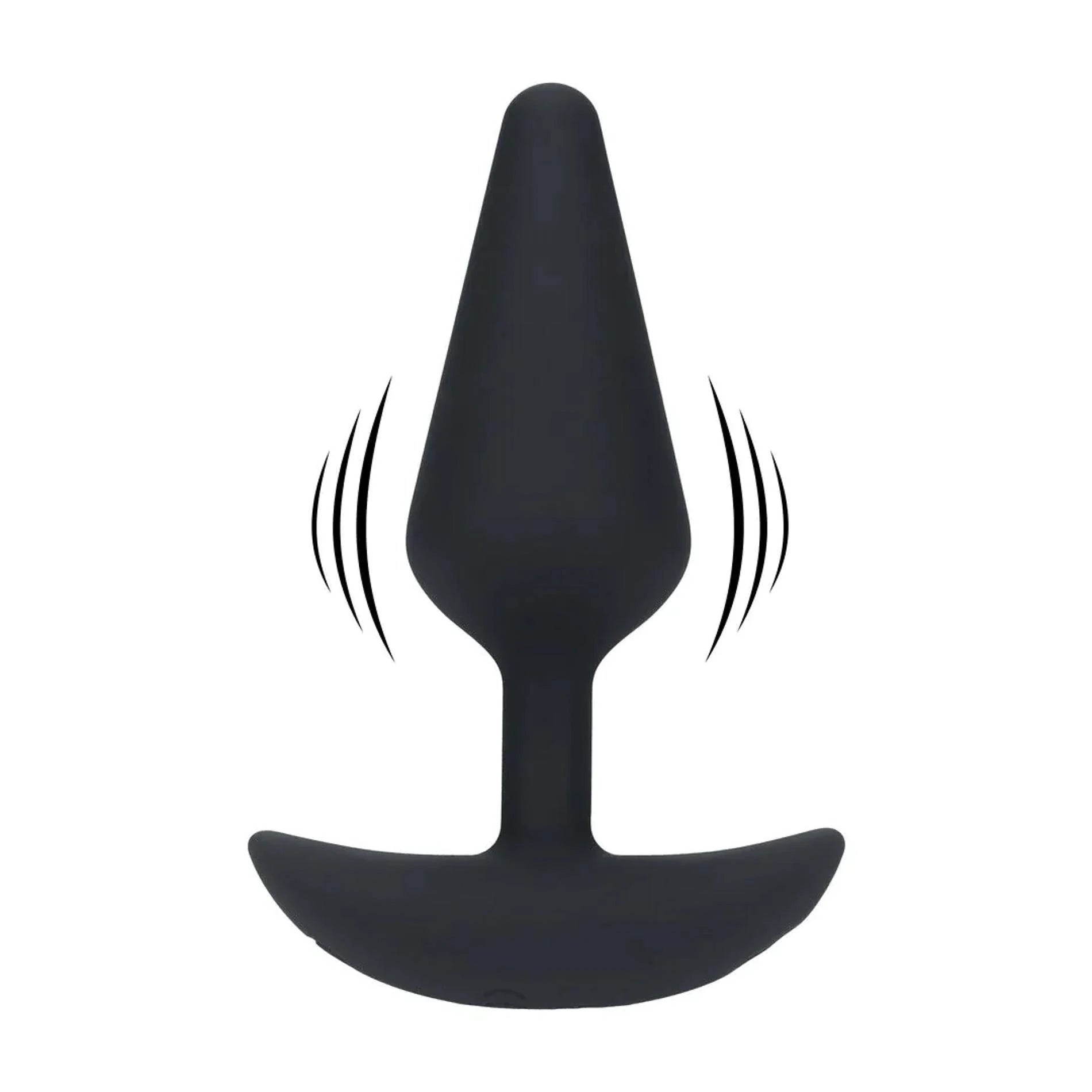 Classic Vibrating Silicone Anal Plug - M - Black