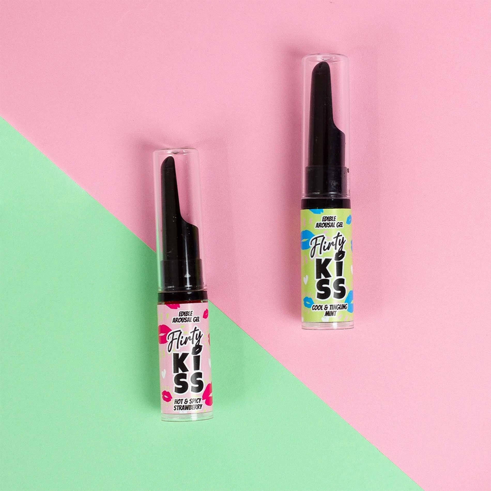 FLIRTY KISS EDIBLE AROUSAL GEL - STRAWBERRY AND MINT
