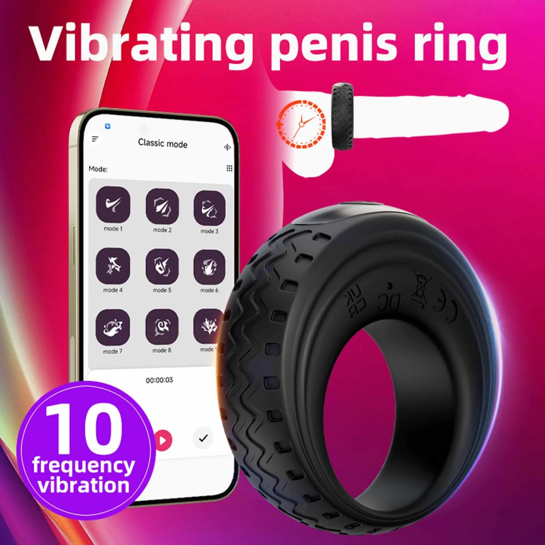 Anneau pénien vibrant contrôlé par application