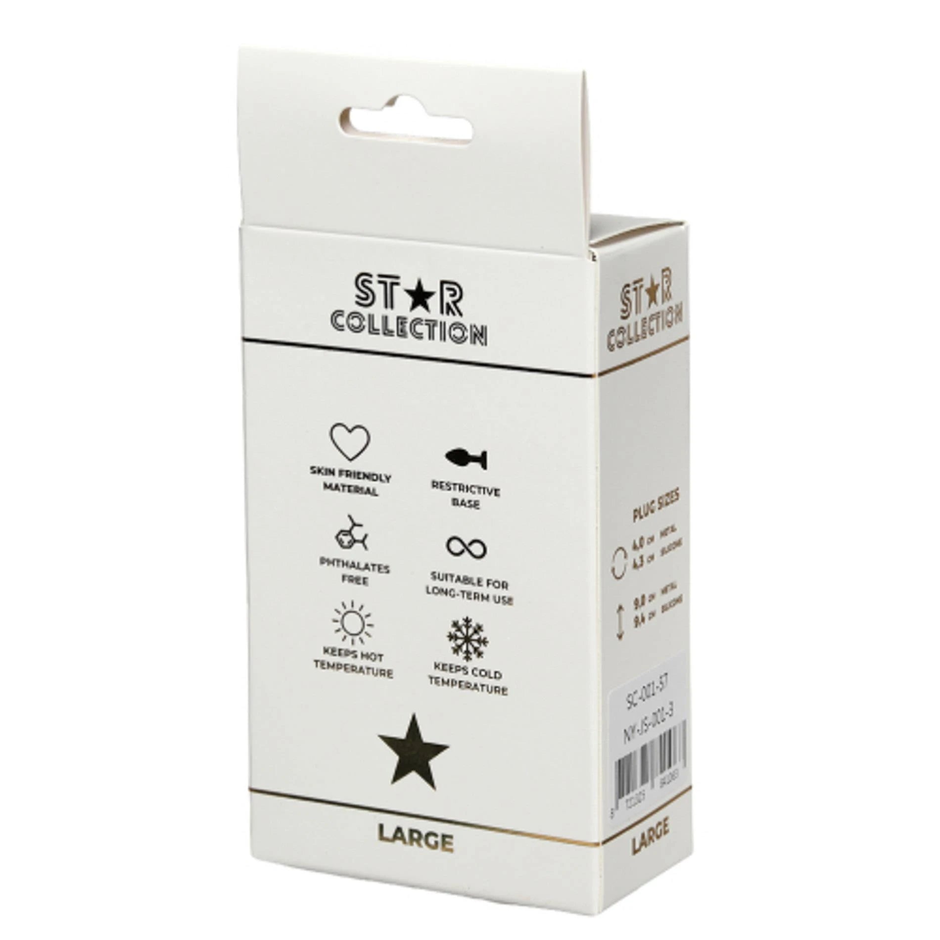 Star Collection - Plug anal en métal argenté L - Pierre rose
