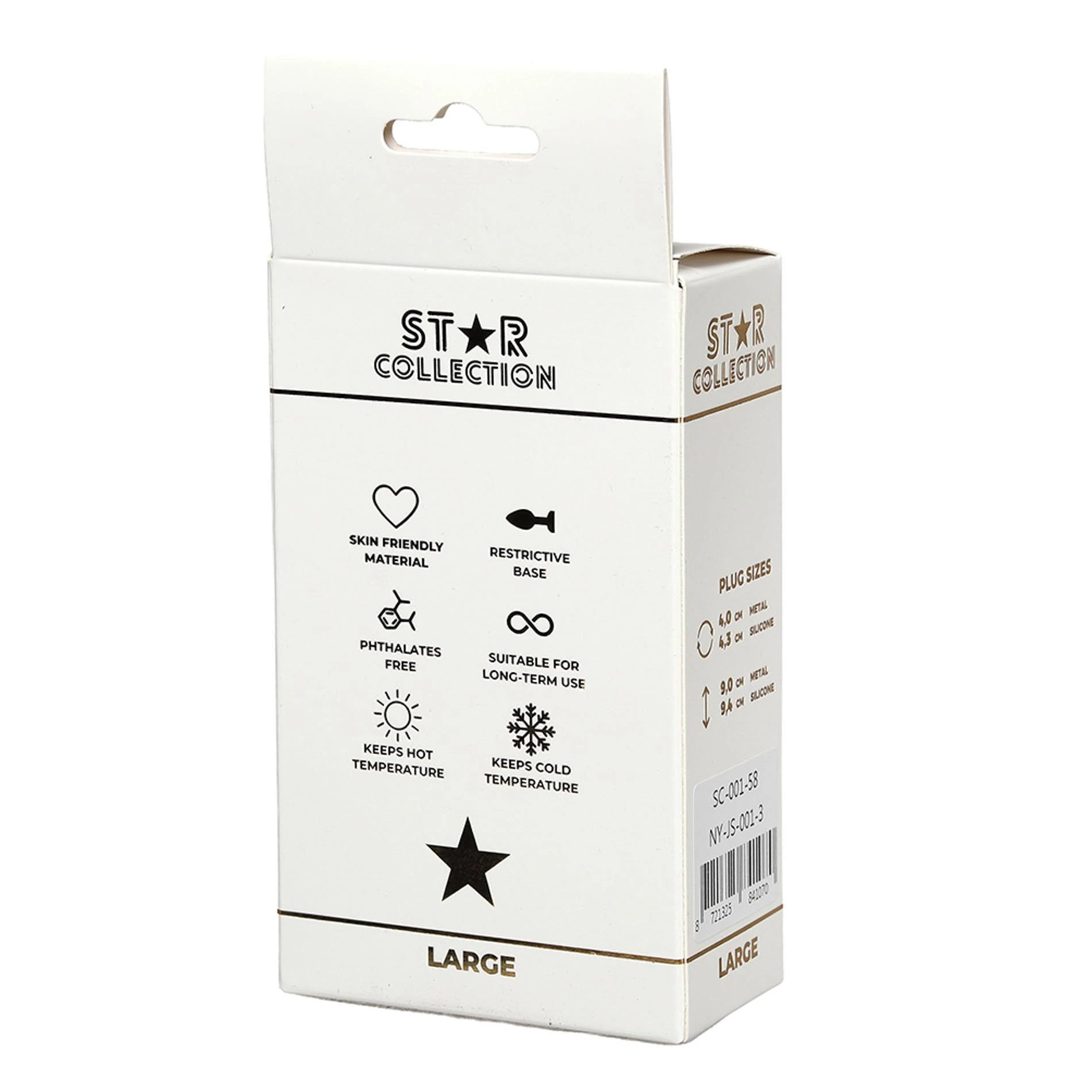 Star Collection - Plug anal en métal argenté L - Pierre bleu clair
