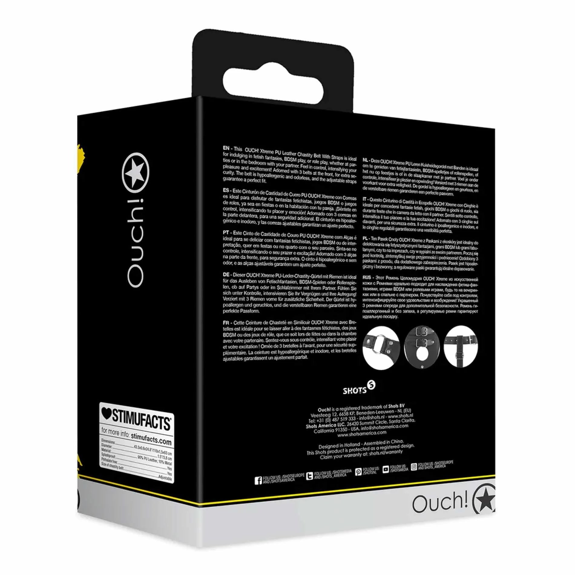 Ceinture de chasteté en cuir synthétique avec sangles - Noir