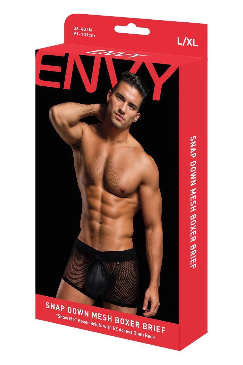 BOXER EN MAILLE AJOURÉE ENVY SNAP DOWN NOIR, L/XL