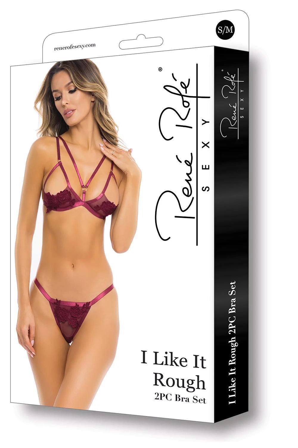 I LIKE IT ROUGH 2PC BRA G SET BURGUNDY, M/L