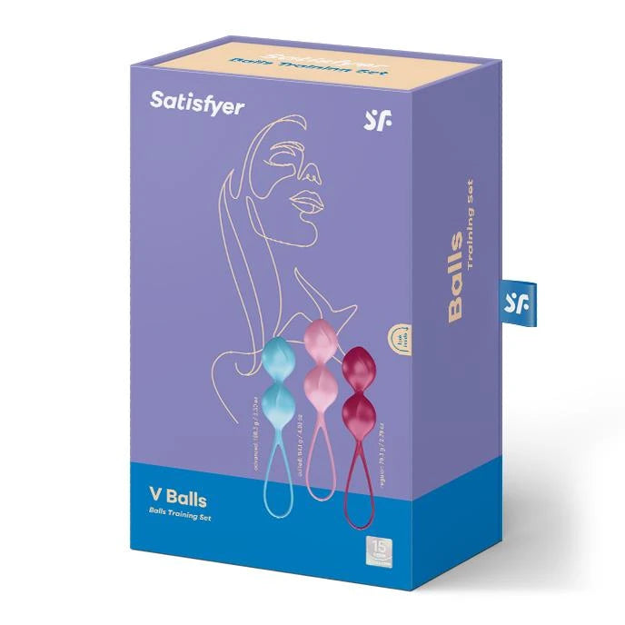 V Balls - Kegel Balls - 3 Pieces - Turquoise/Red/Pink