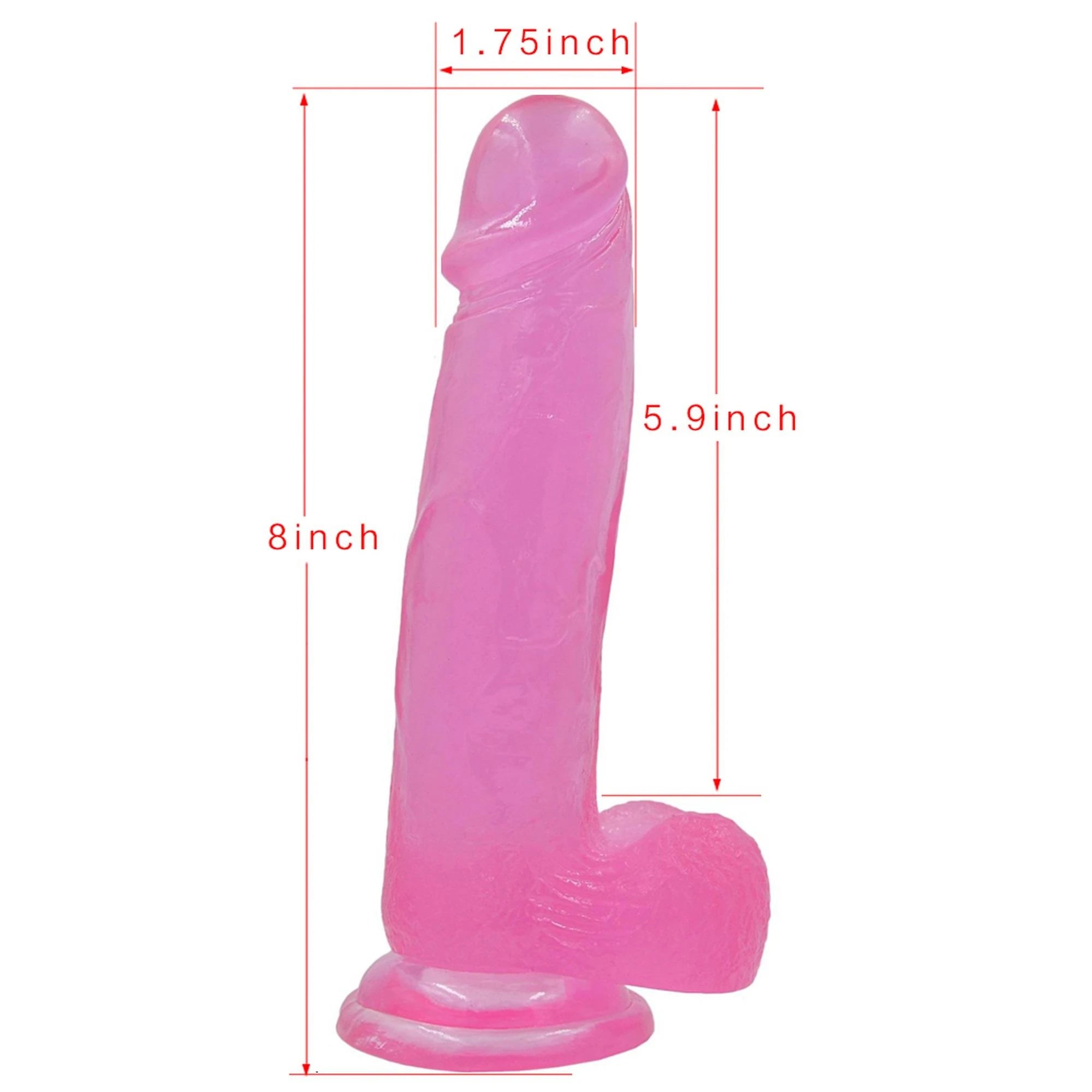 8″ Jelly Studs Crystal Dildo Large Pink