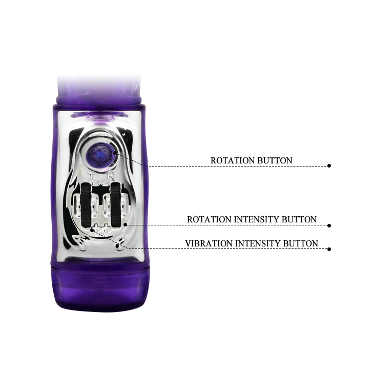 Vibrating and Rotating with Pearls, Multi-speed, Purple