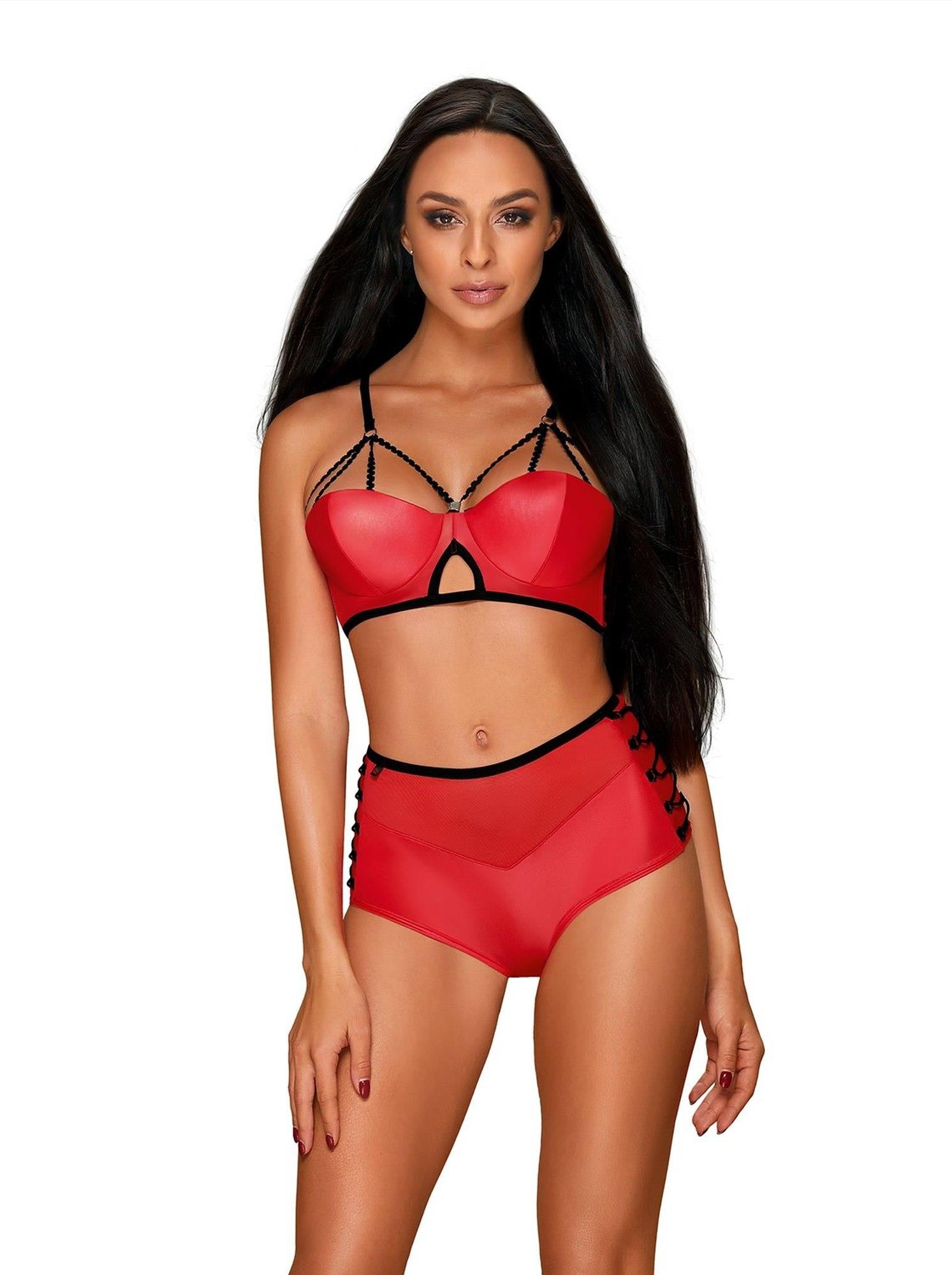 Lingerie - Leatheria 2-piece set red S/M