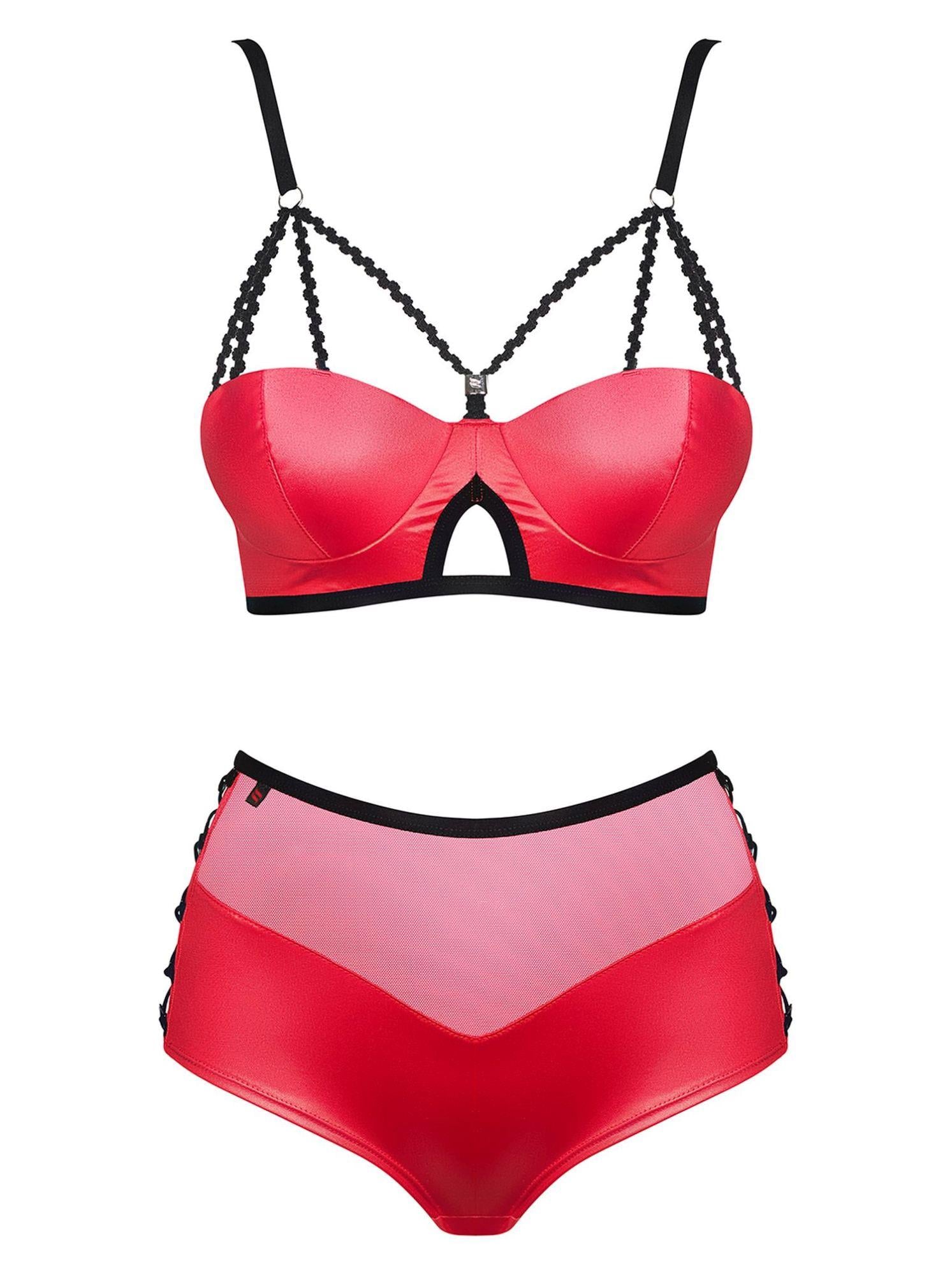 Lingerie - Leatheria 2-piece set red S/M