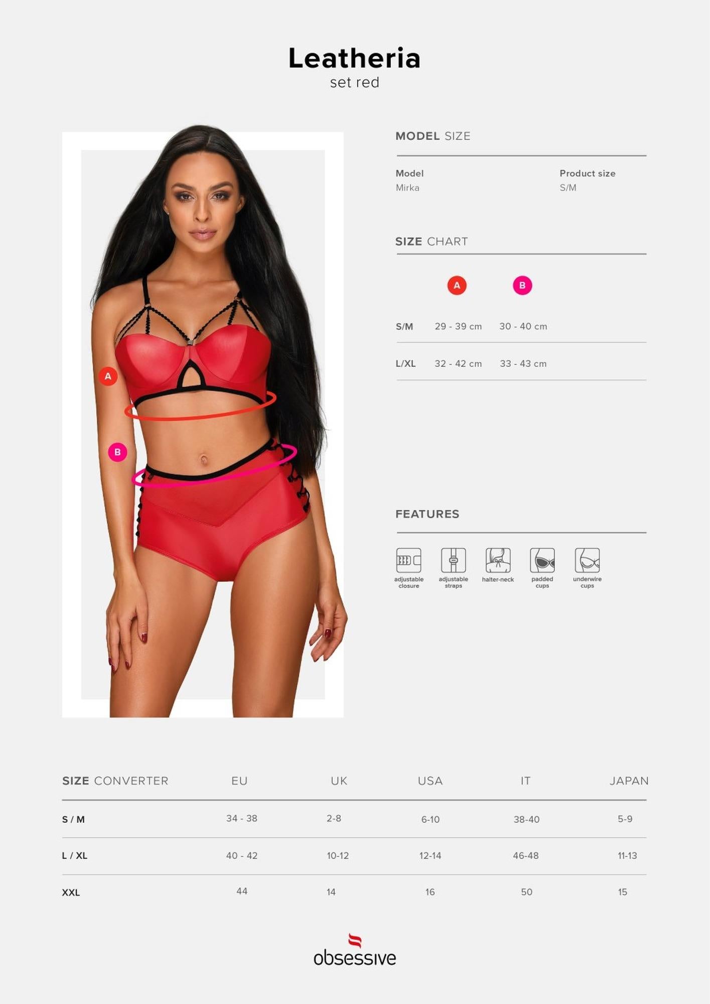Lingerie - Leatheria 2-piece set red S/M