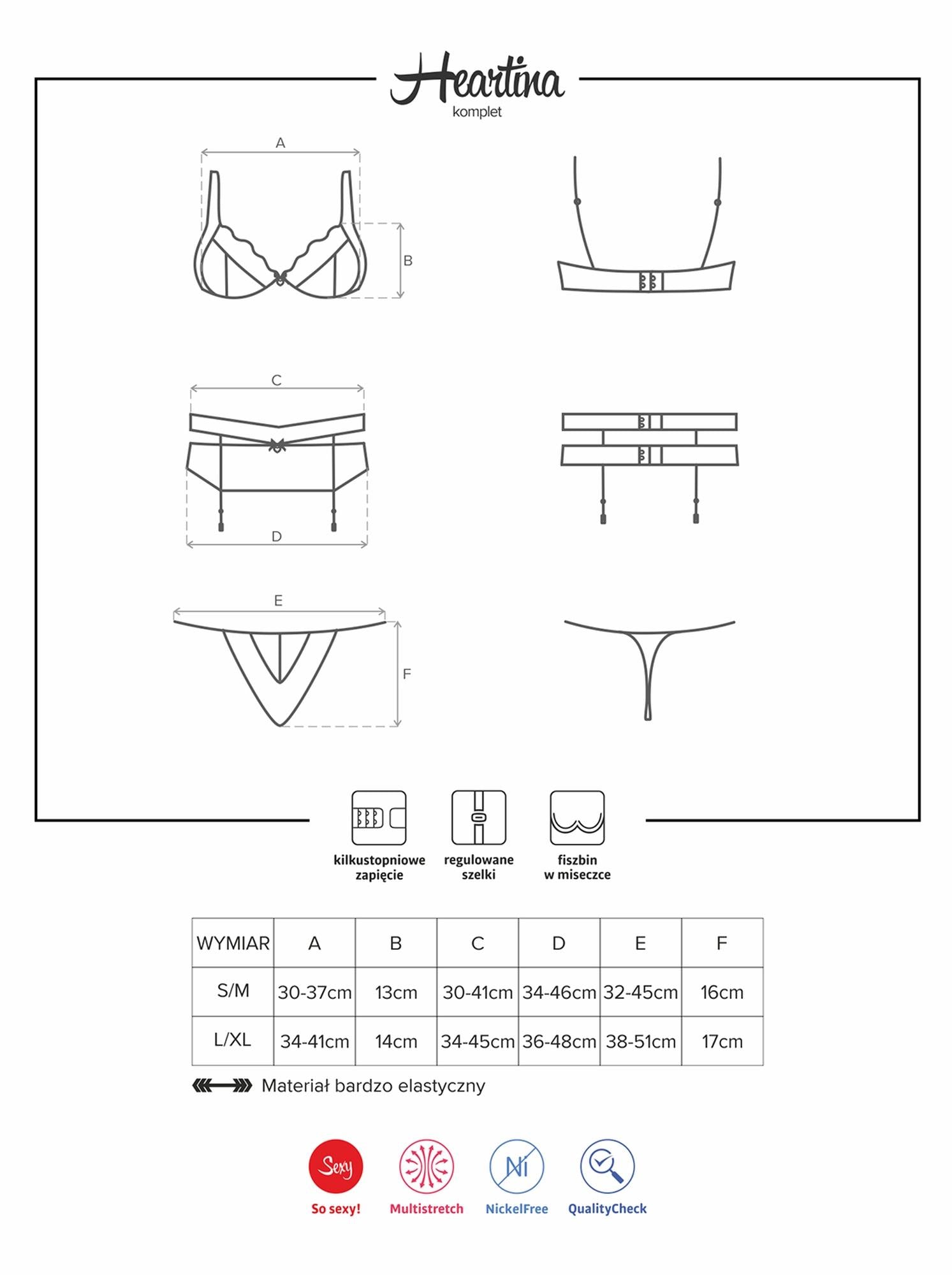 Lingerie-Heartina ensemble 3 pièces  S/M